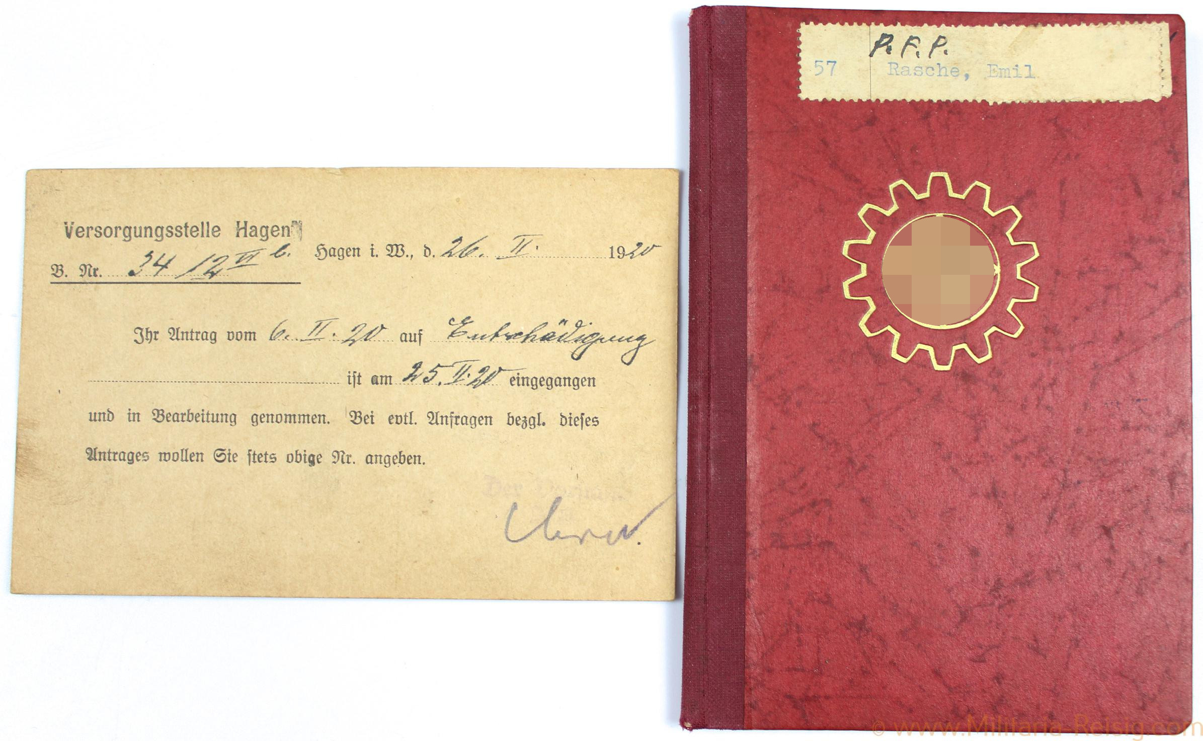 DAF Mitgliedsbuch, Gau Westfalen-Süd