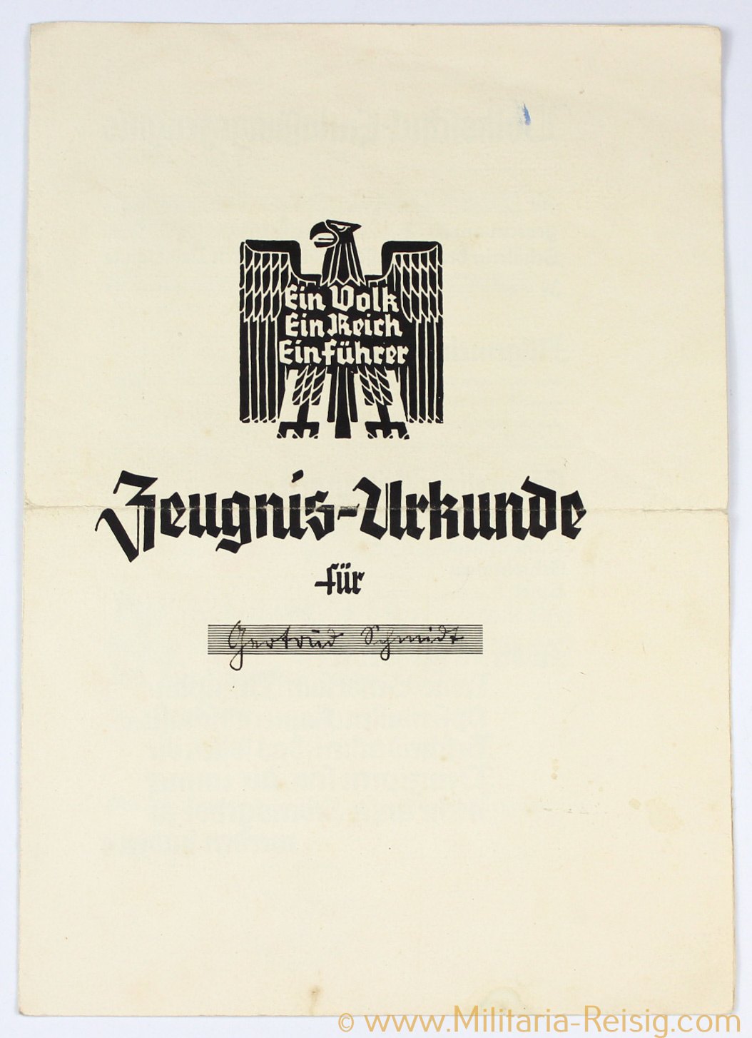 Zeugnis-Urkunde Volksschule Entlassungszeugnis