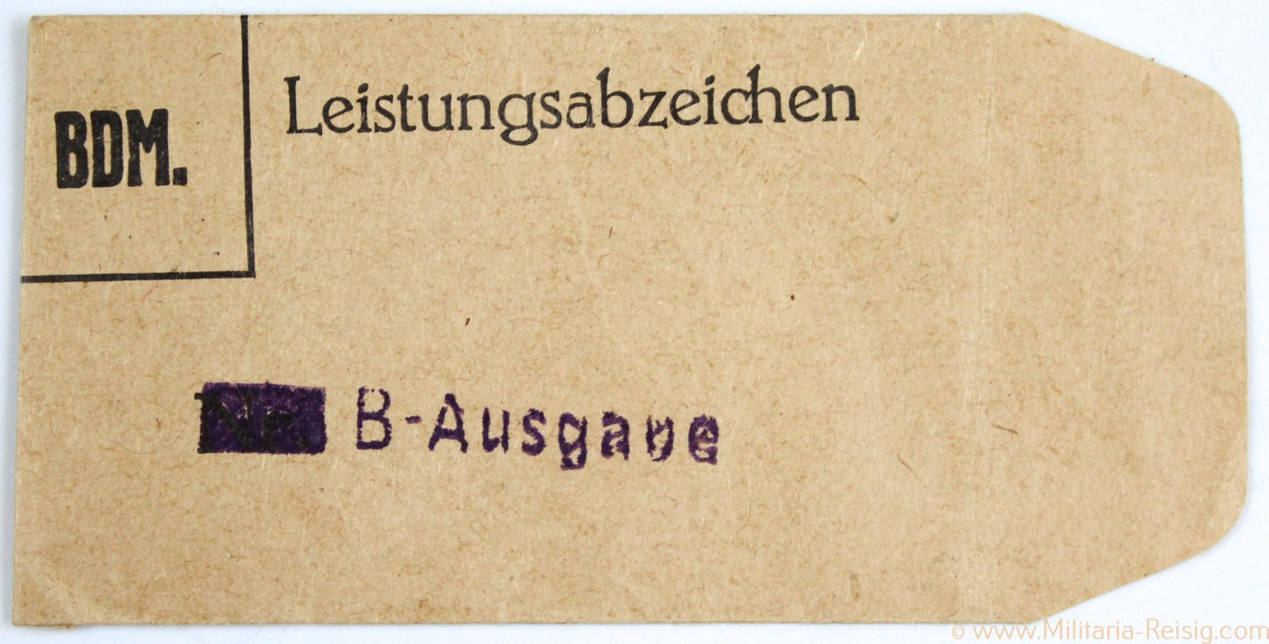 BDM Leistungsabzeichen B-Ausgabe Verleihungstüte