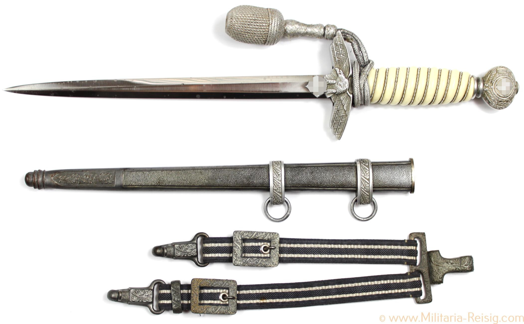 Luftwaffe Offiziersdolch mit Gehänge und Portepee, Herst. E. & F. Hörster, Solingen