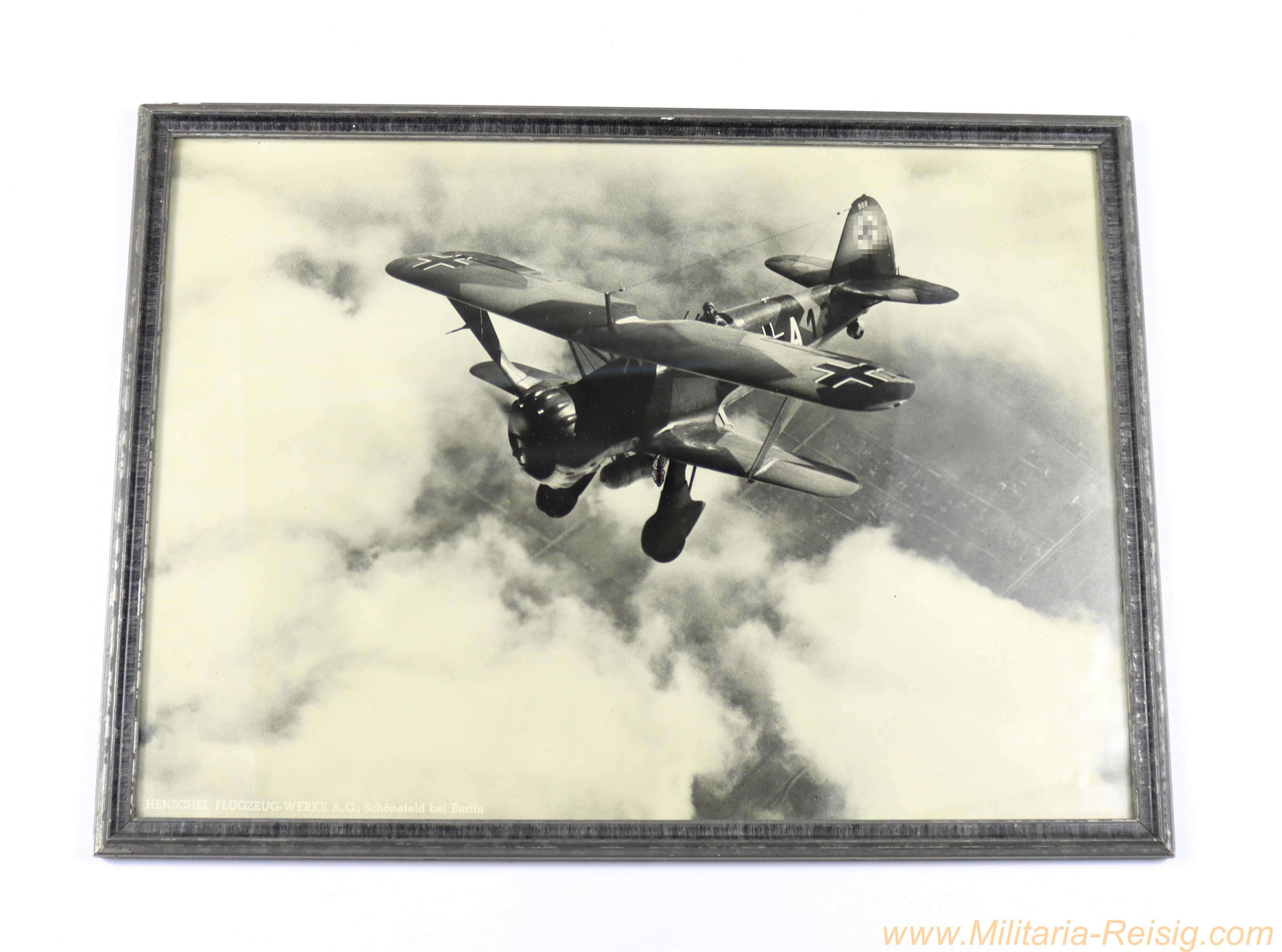 Gerahmtes Werksfoto Henschel Hs 123, Henschel Flugzeug-Werke A.G., Schönefeld bei Berlin