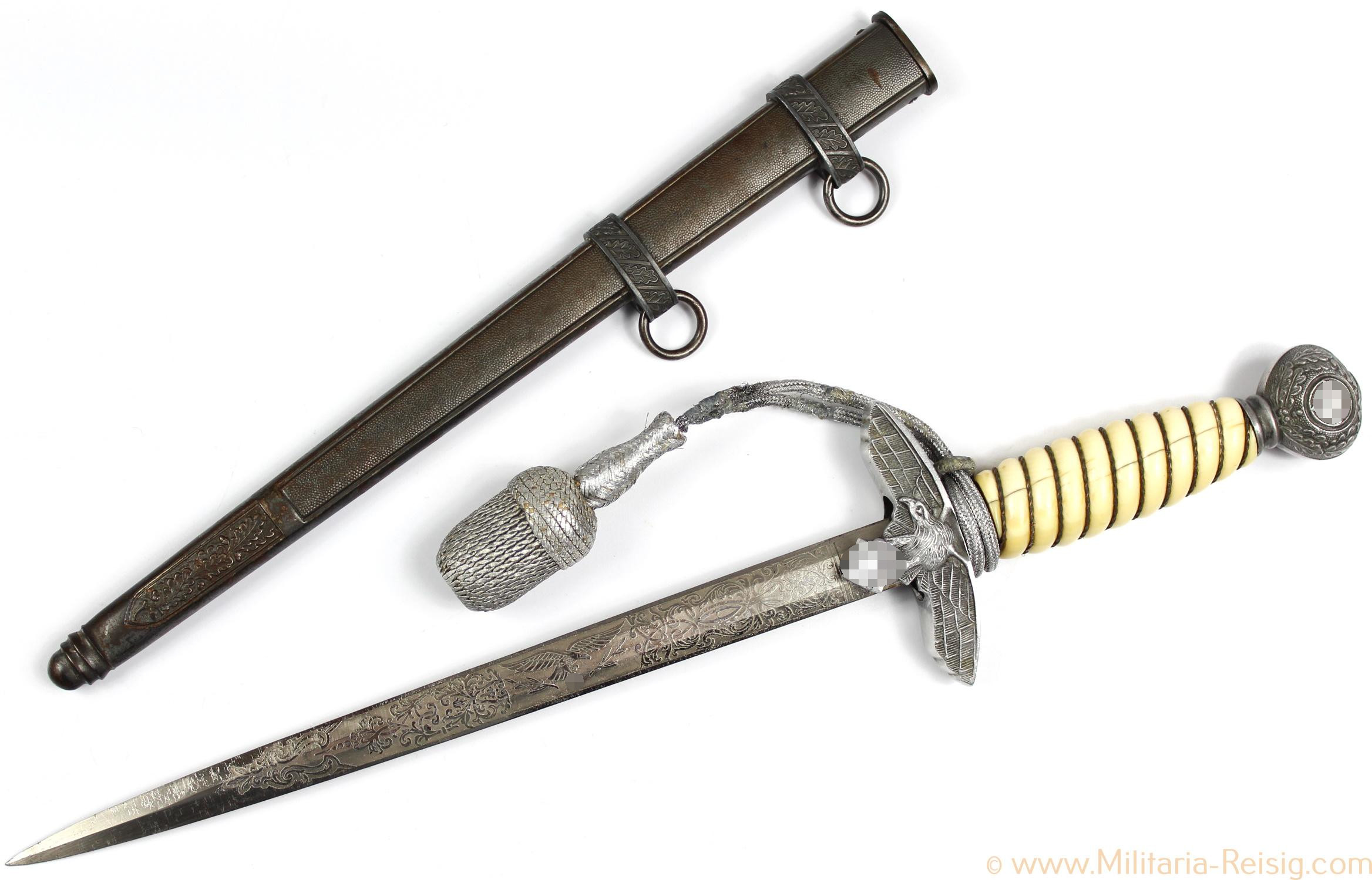 Luftwaffe Offiziersdolch mit Klingenätzung, Emil Voos Design, extrem selten!
