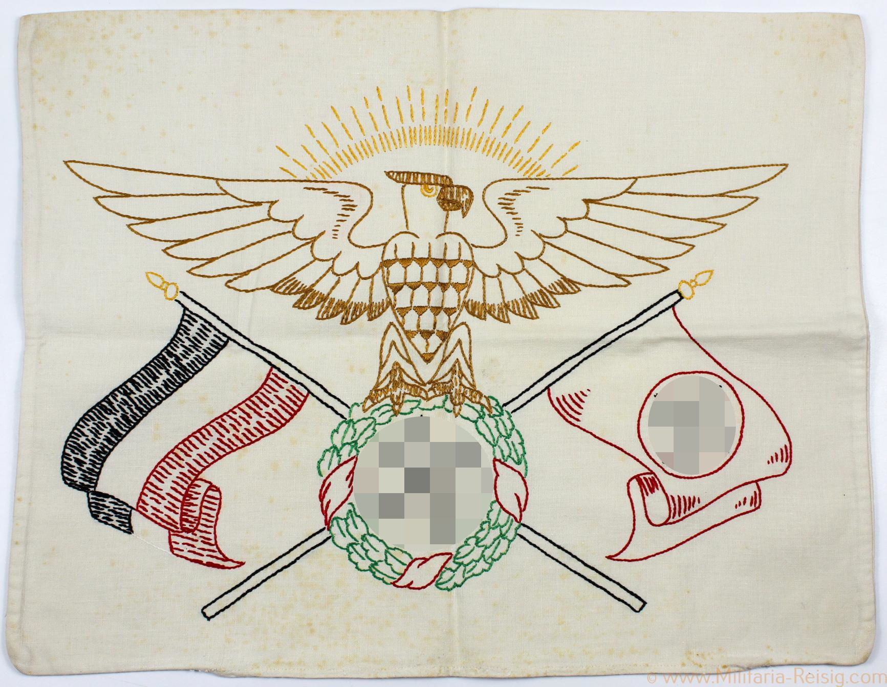 Patriotischer Kissenbezug mit Hoheitsadler aus dem 3. Reich, extrem selten! 