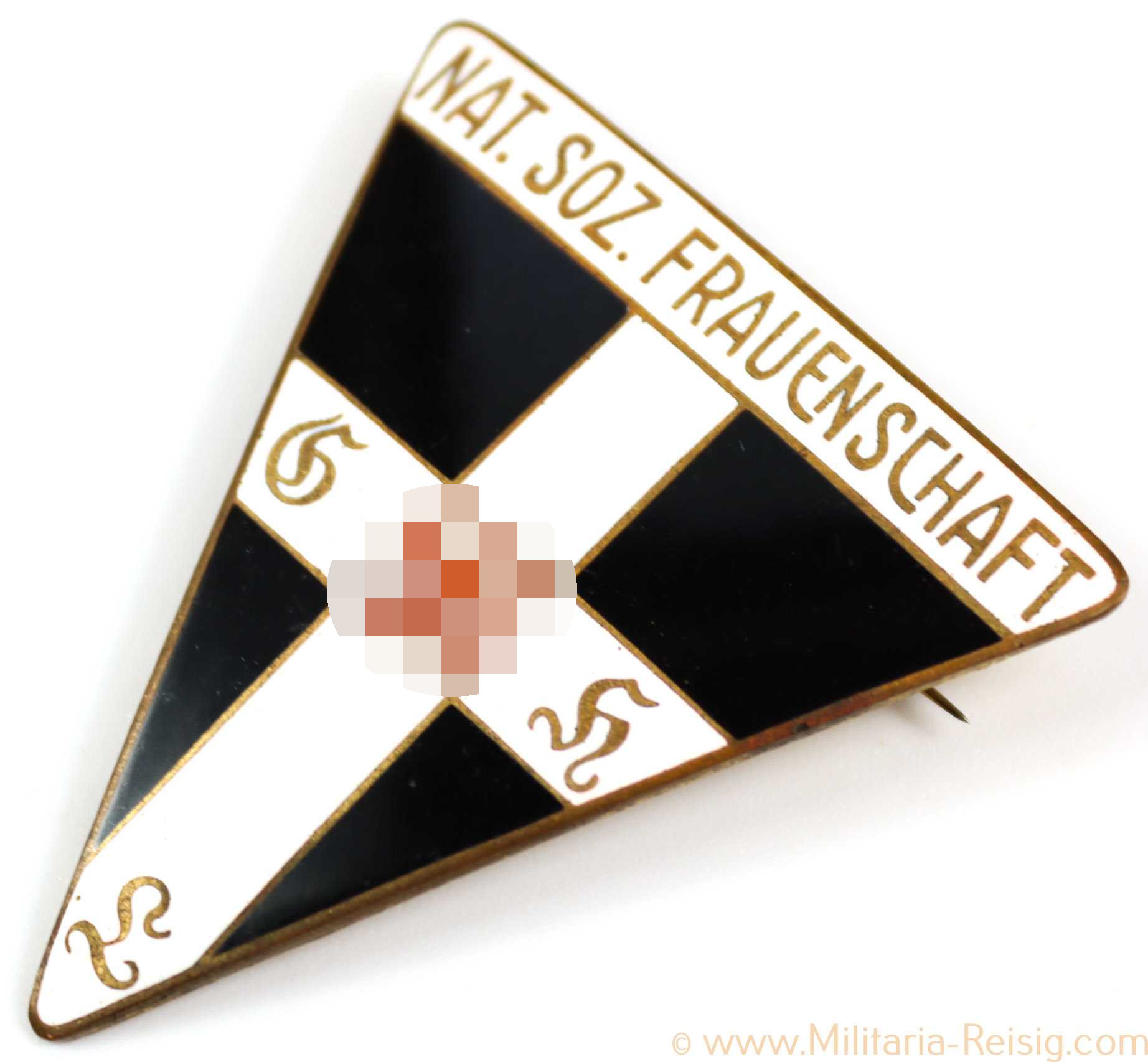 Große Ansteckbrosche Nat. Soz. Frauenschaft, Herst. Steinhauer & Lück, Lüdenscheid, 43 mm
