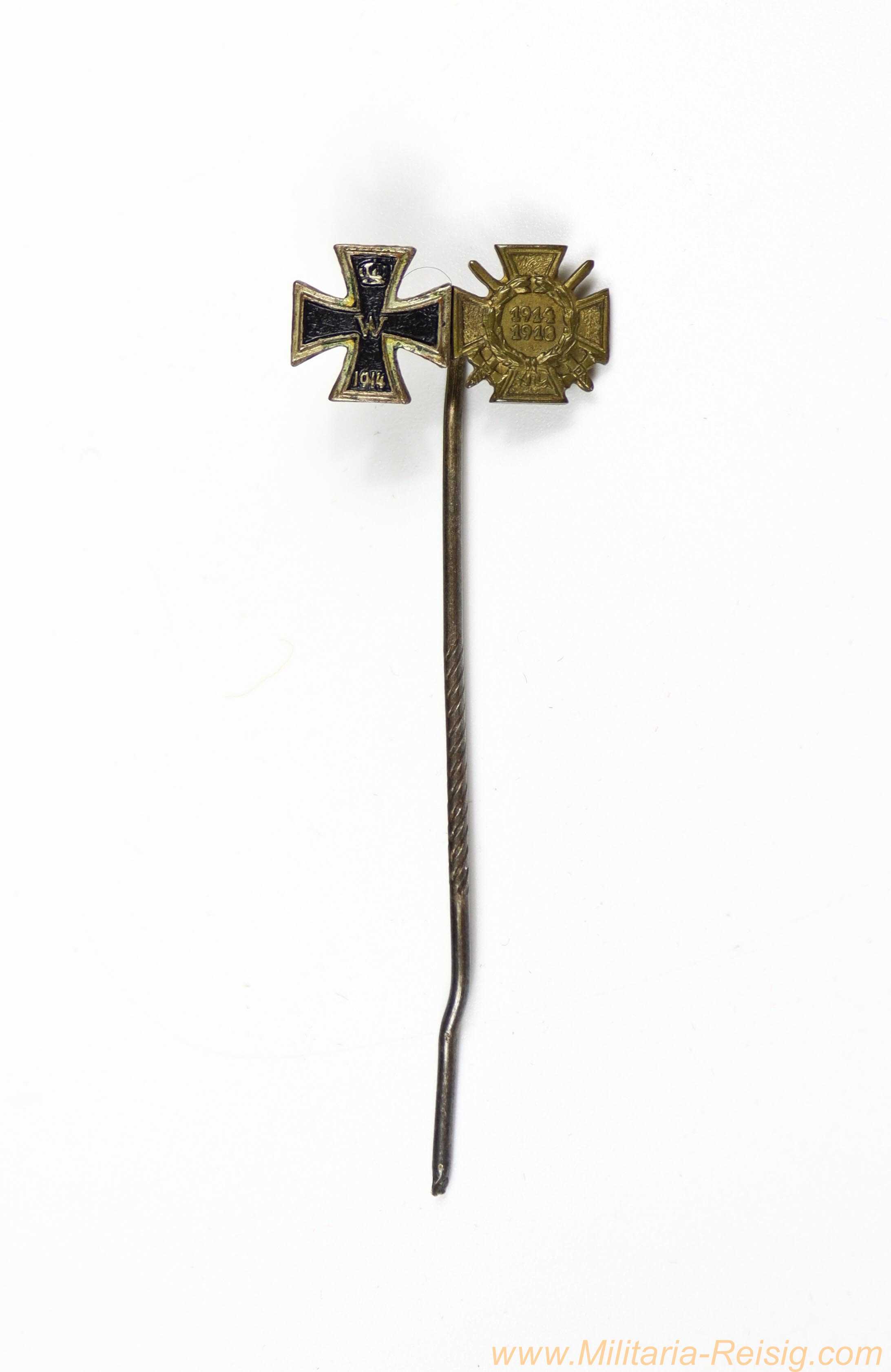 Anstecknadel / Bandspange 1. Weltkrieg mit 2 Auszeichnungen