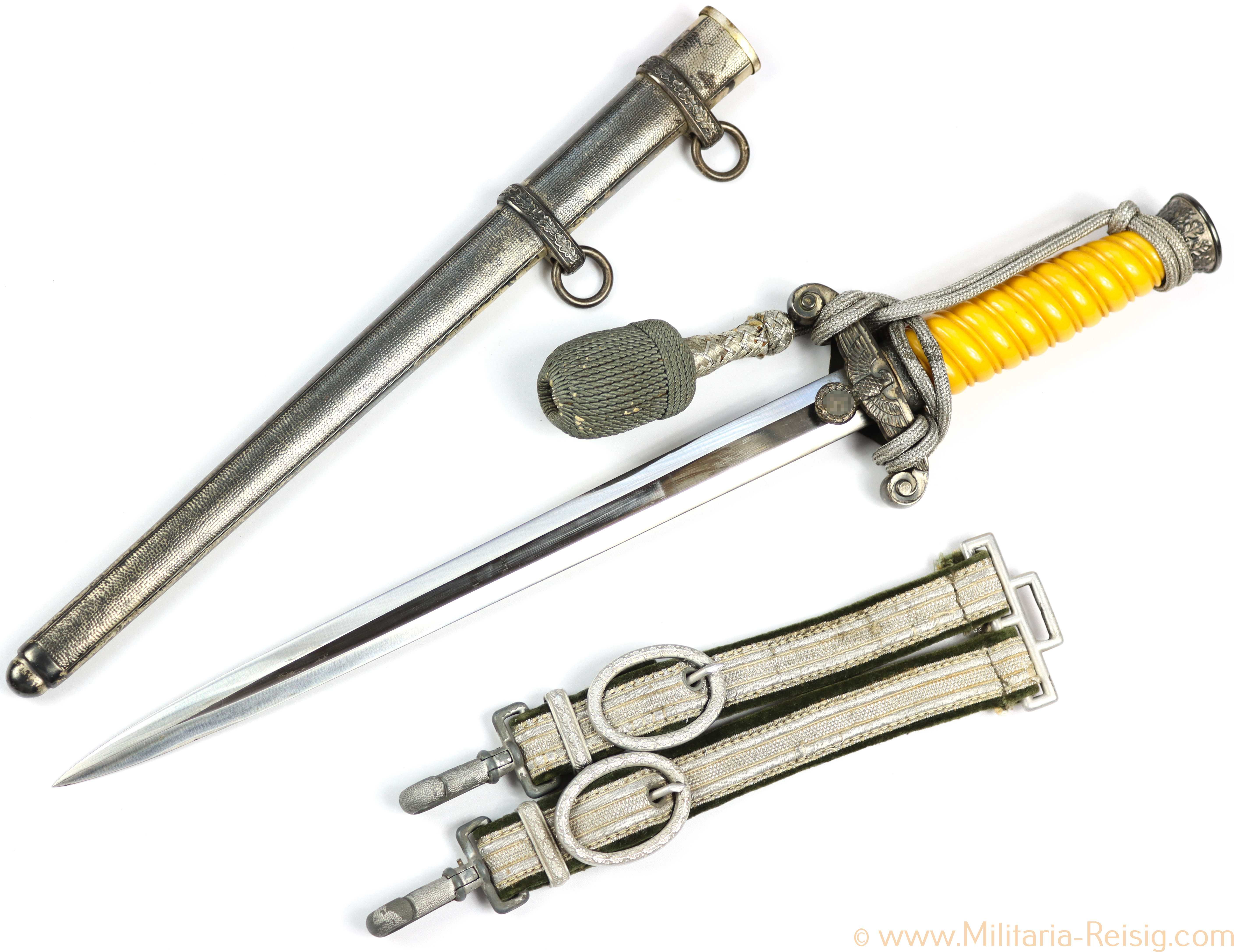 Heeres Offiziersdolch, Hersteller Carl Eickhorn Solingen mit Gehänge u. Portepee
