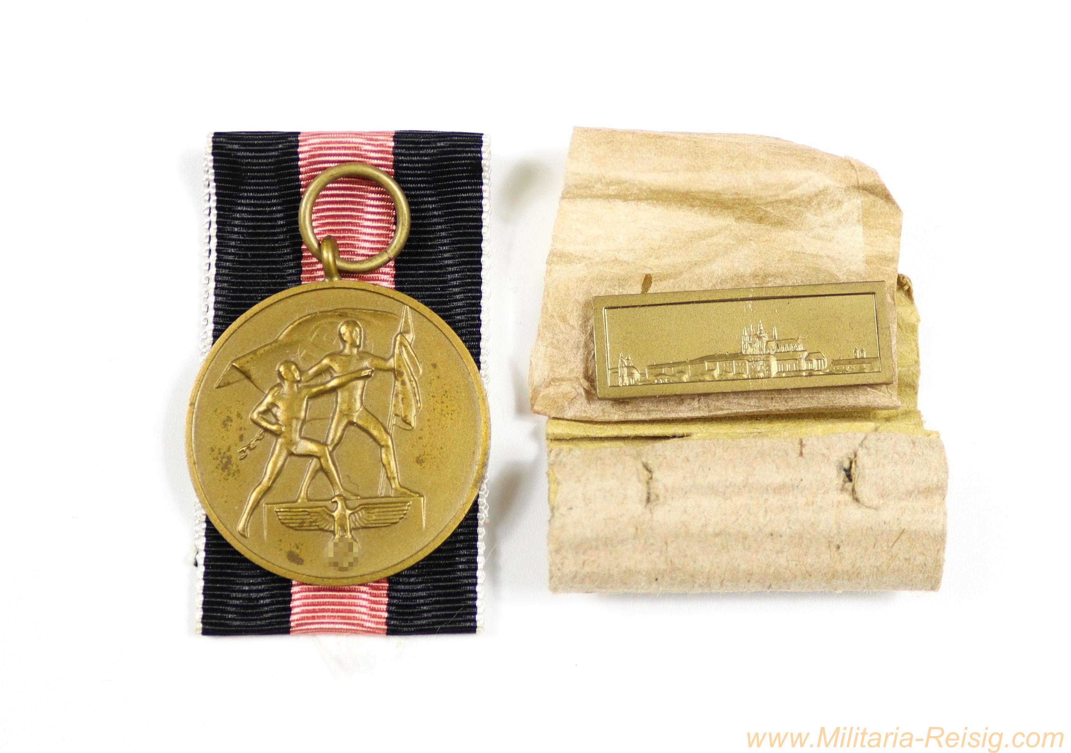 Medaille zur Erinnerung an den 1. Oktober 1938 mit Auflage "Prager Burg" 