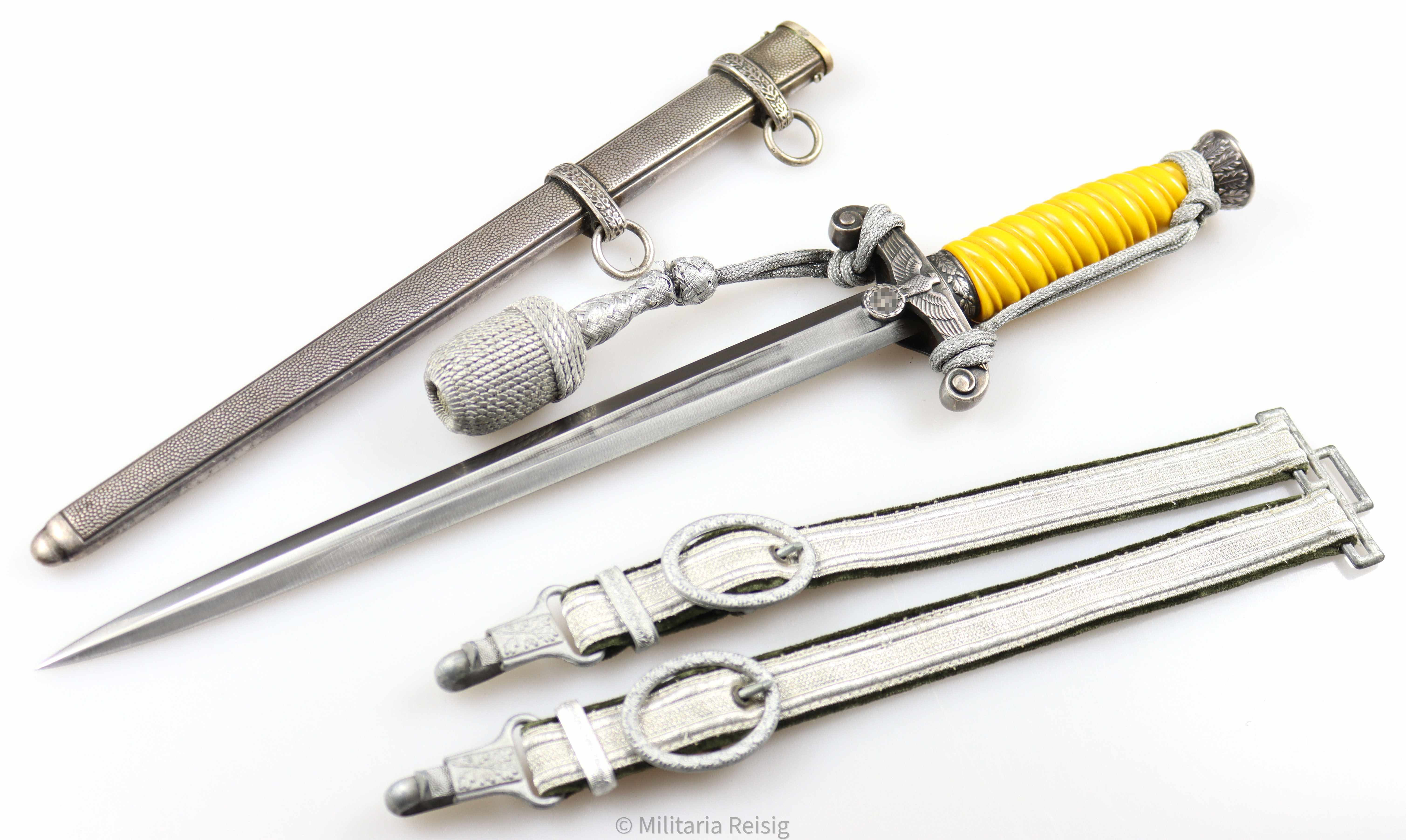 Heeres Offiziersdolch mit Gehänge u. Portepee, Hersteller Alcoso, Solingen