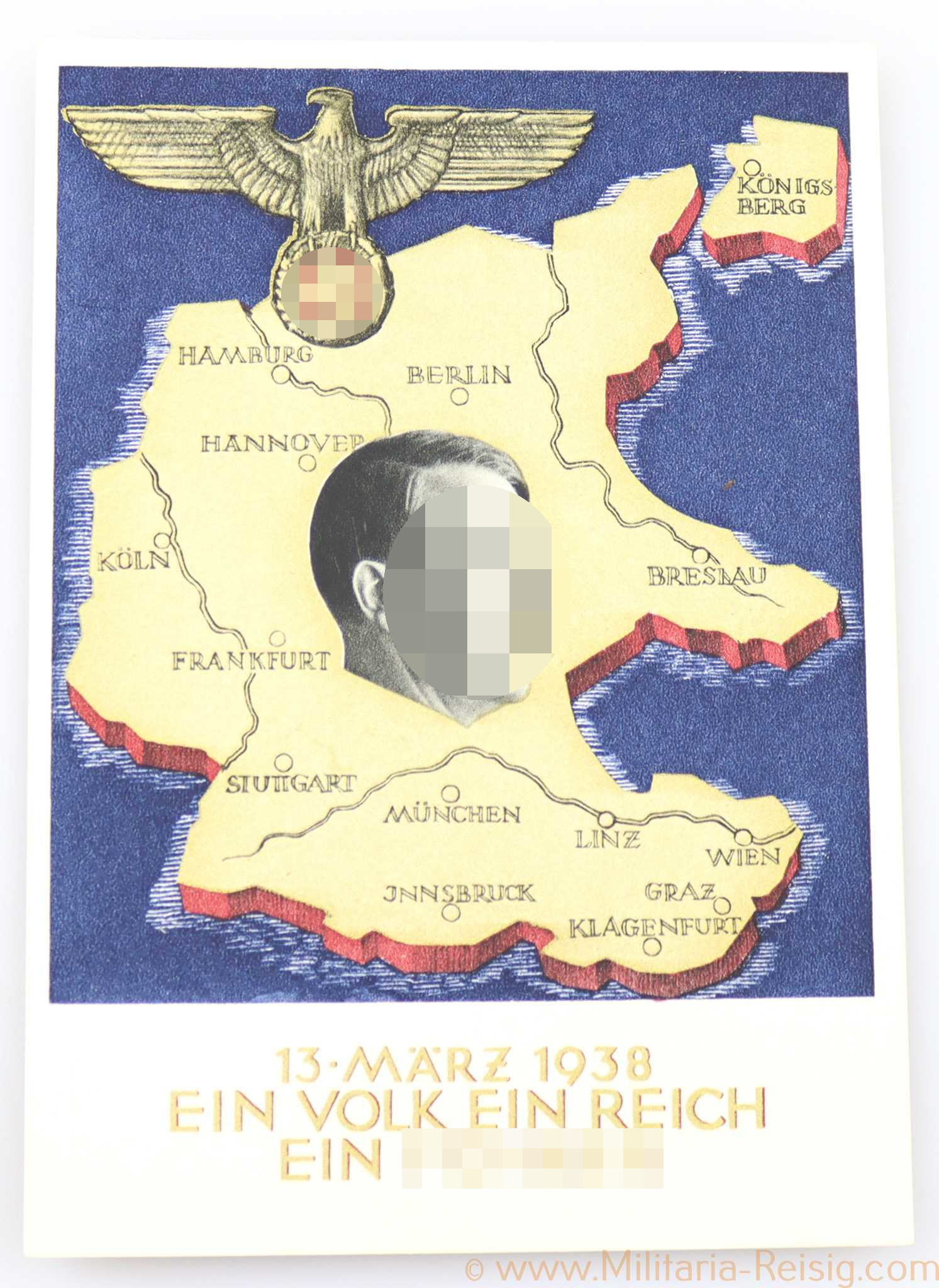 Propaganda-Postkarte "Ein Volk, Ein Reich, Ein Führer 1938"