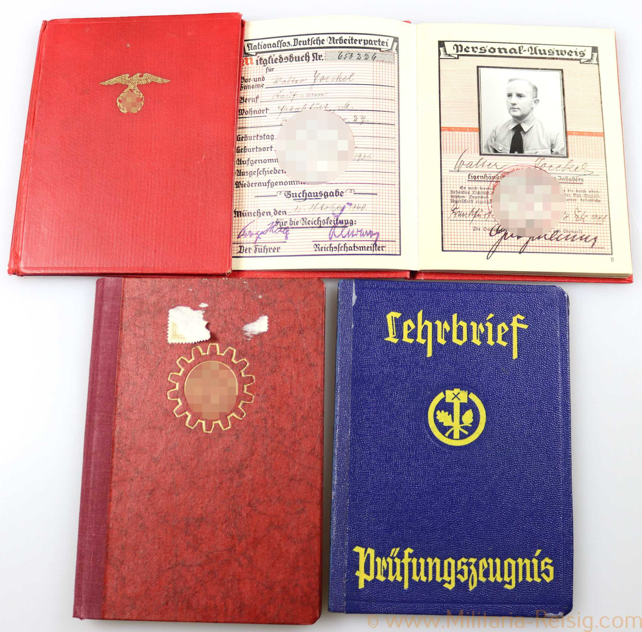 NSDAP Mitgliedsbuch 1932 und 1939, Nr. 653226, Ortsgruppe Südend