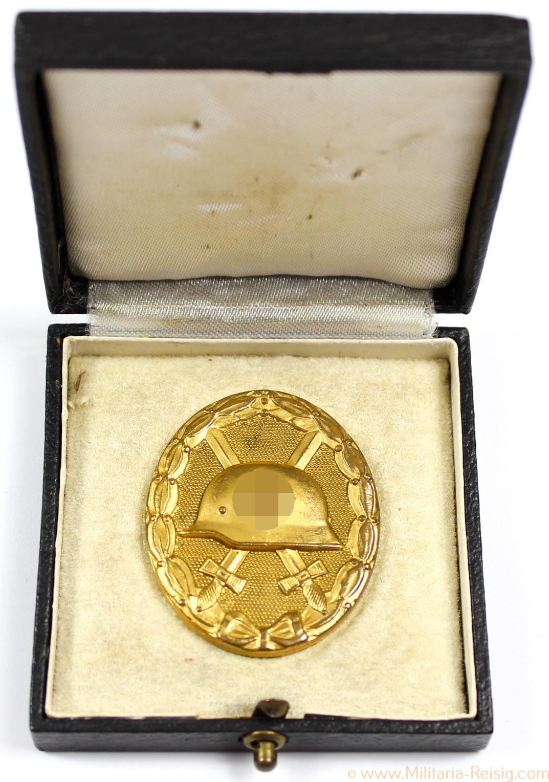 Verwundetenabzeichen in Gold im Etui, Herst. 30 (Hauptmünzamt Wien)