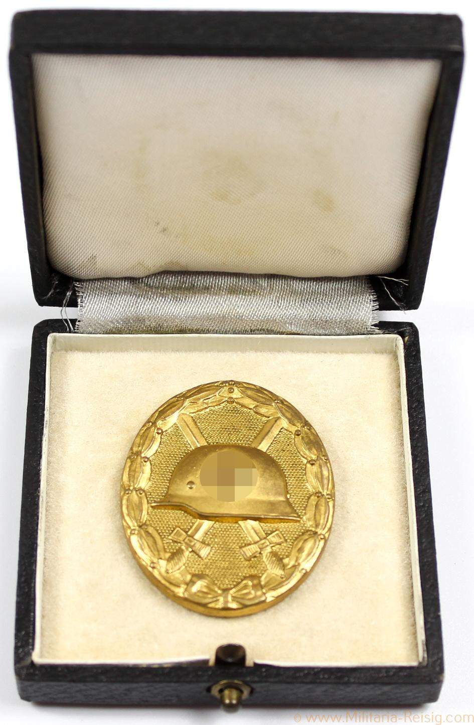 Verwundetenabzeichen in Gold im Etui, breite Nadel, Herst. 30 