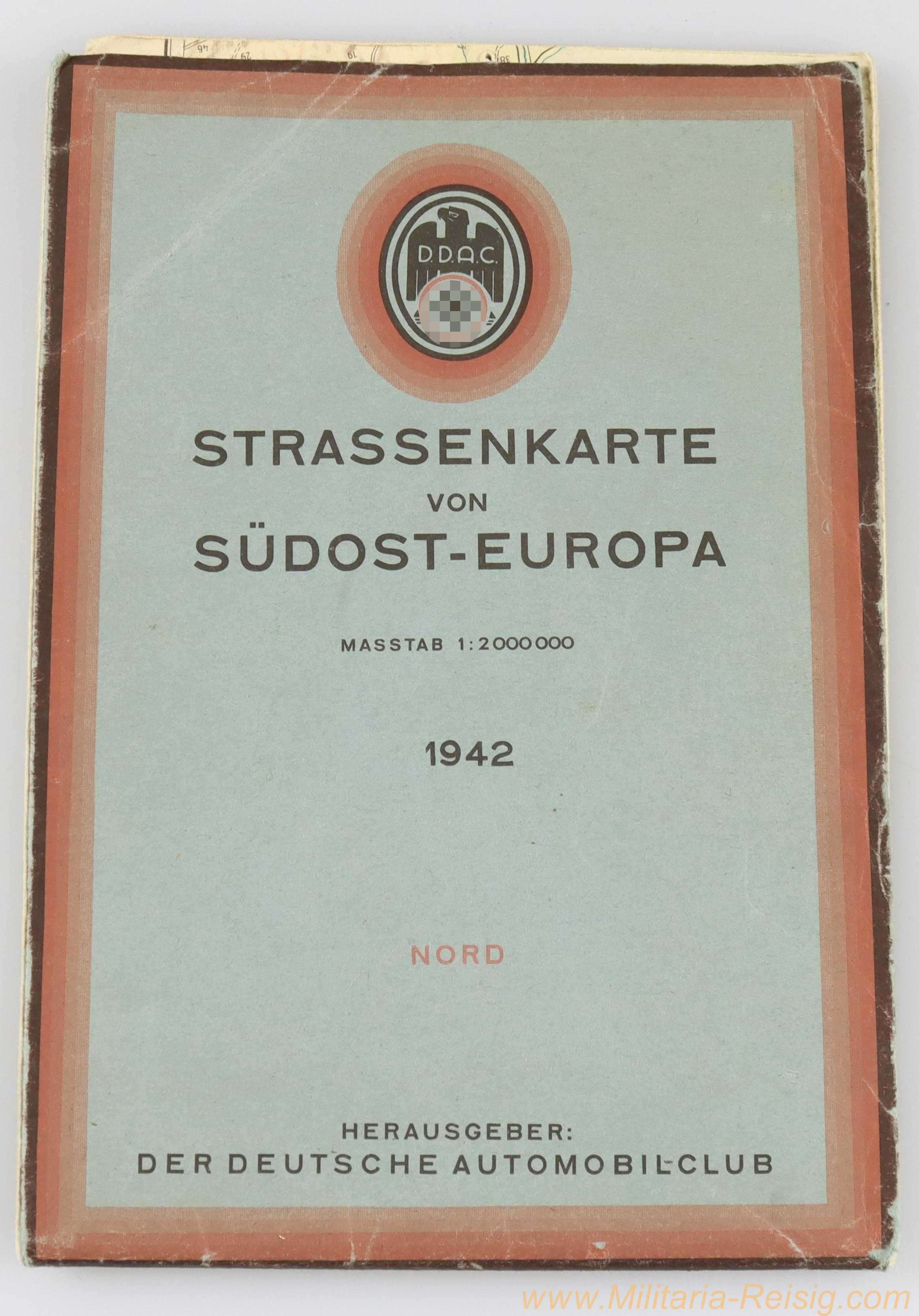 D.D.A.C. Automobilclub Straßenkarte von Südost-Europa 1942