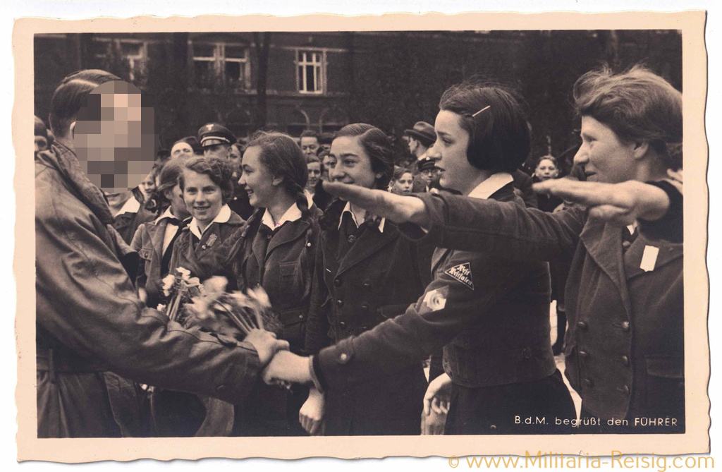 Postkarte "B. d. M. begrüßt den Führer", Adolf Hitler