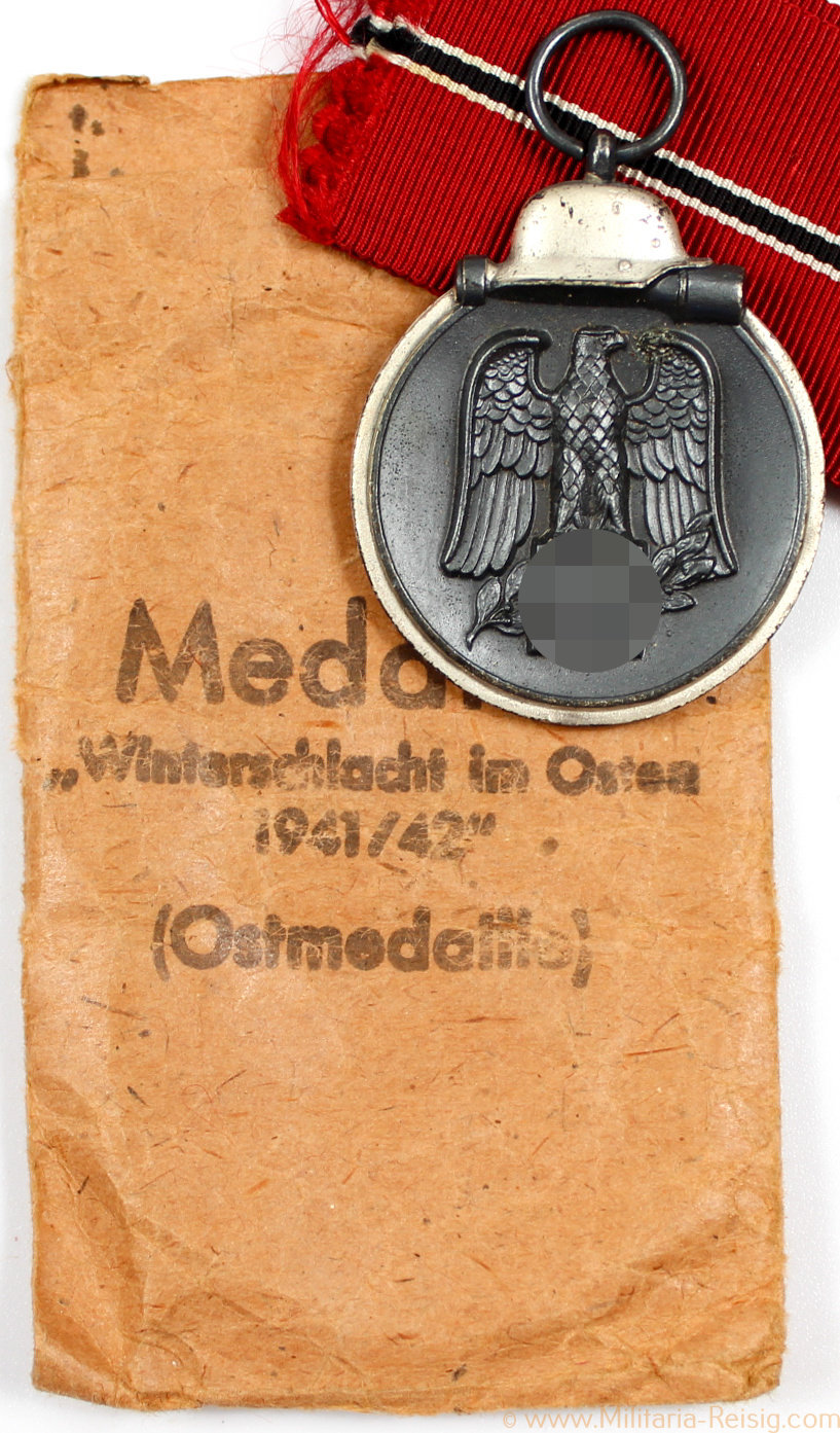 Ostmedaille mit Verleihungstüte, Herst. Metall & Kunststoff, Gablonz