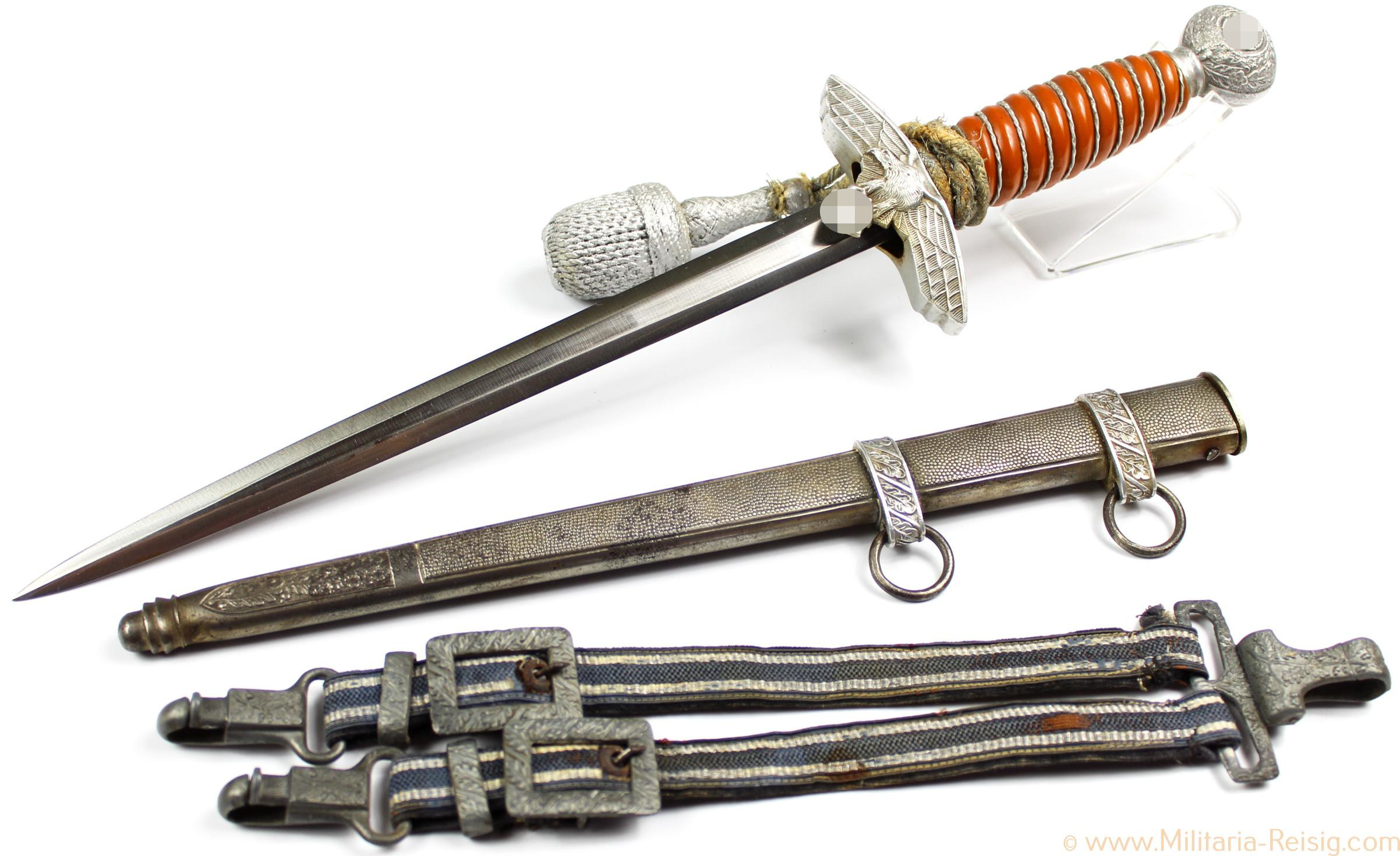 Offiziersdolch der Luftwaffe mit Gehänge und Portepee, Herst. WKC