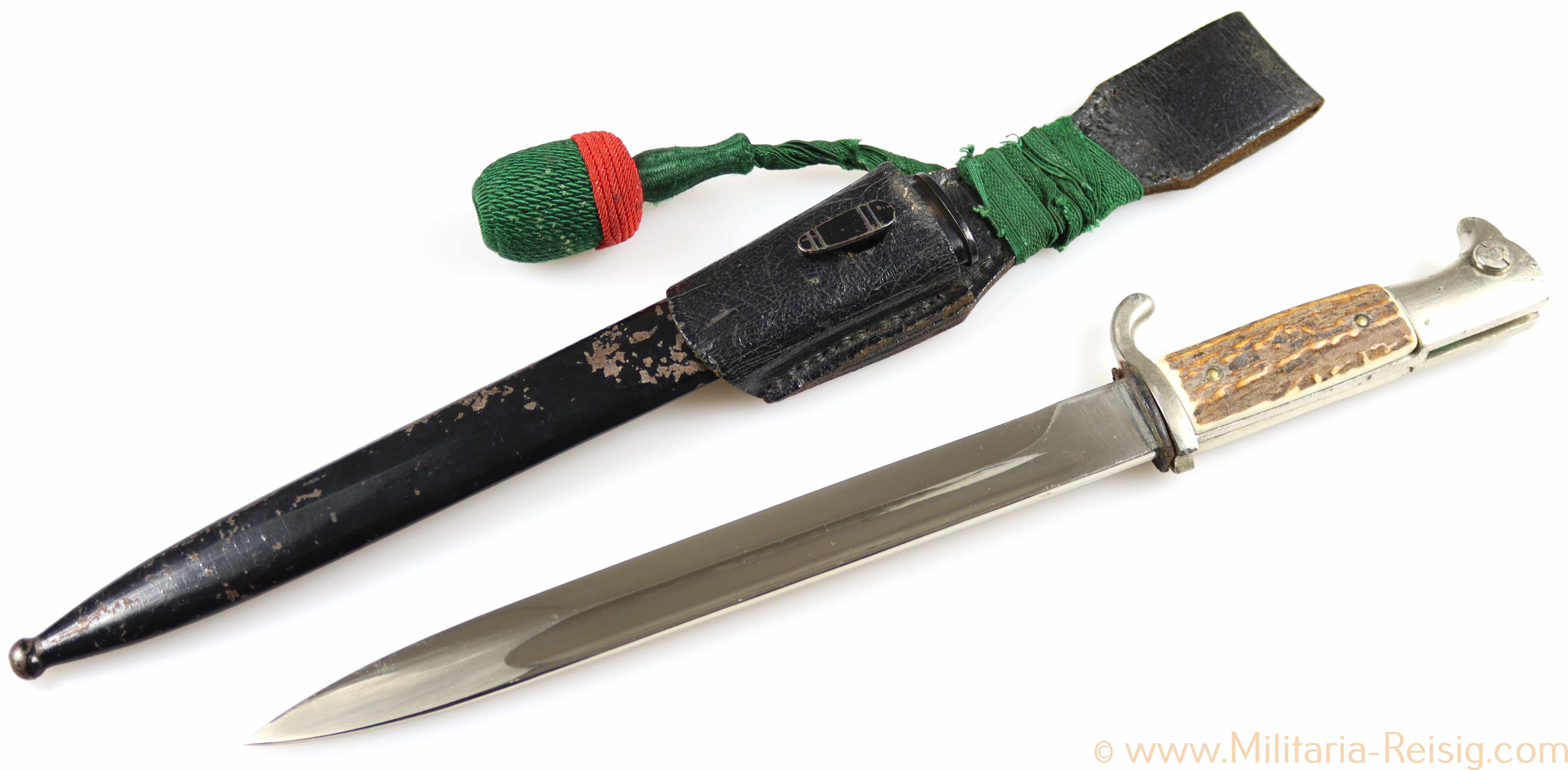 Extra Seitengewehr mit Hirschhorn Griffschalen, Hersteller Paul Seilheimer, Solingen