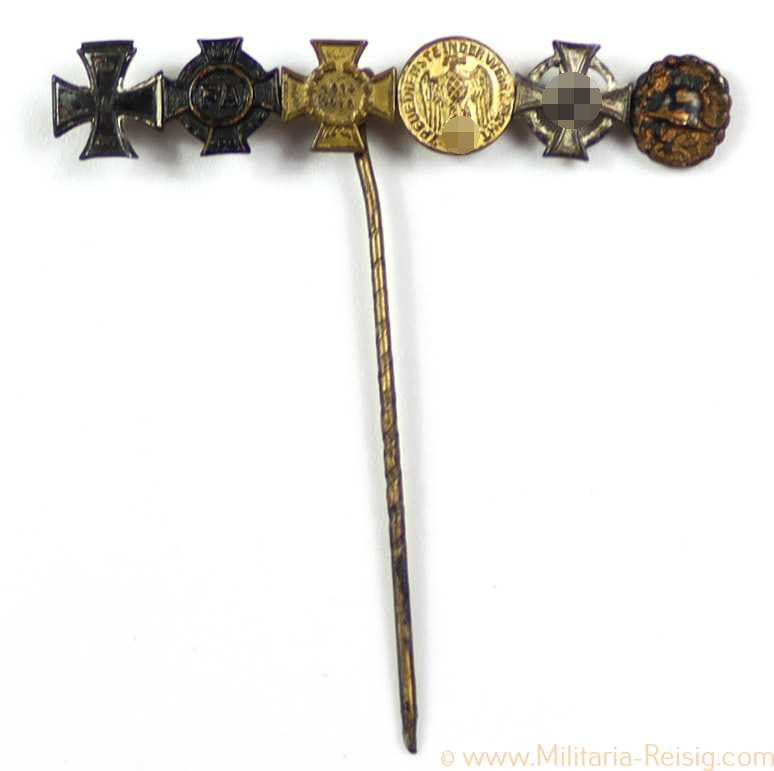 Anstecknadel mit 6 Auszeichnungen - 1. Weltkrieg u. 2. Weltkrieg