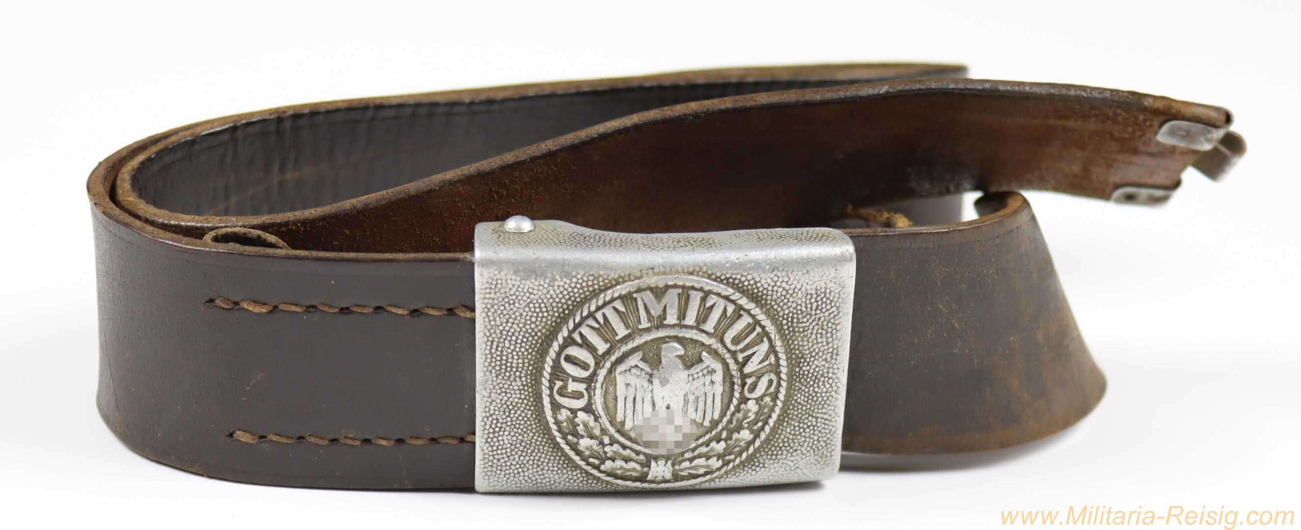 Wehrmacht Koppelschloss mit Lederzunge und Koppelriemen