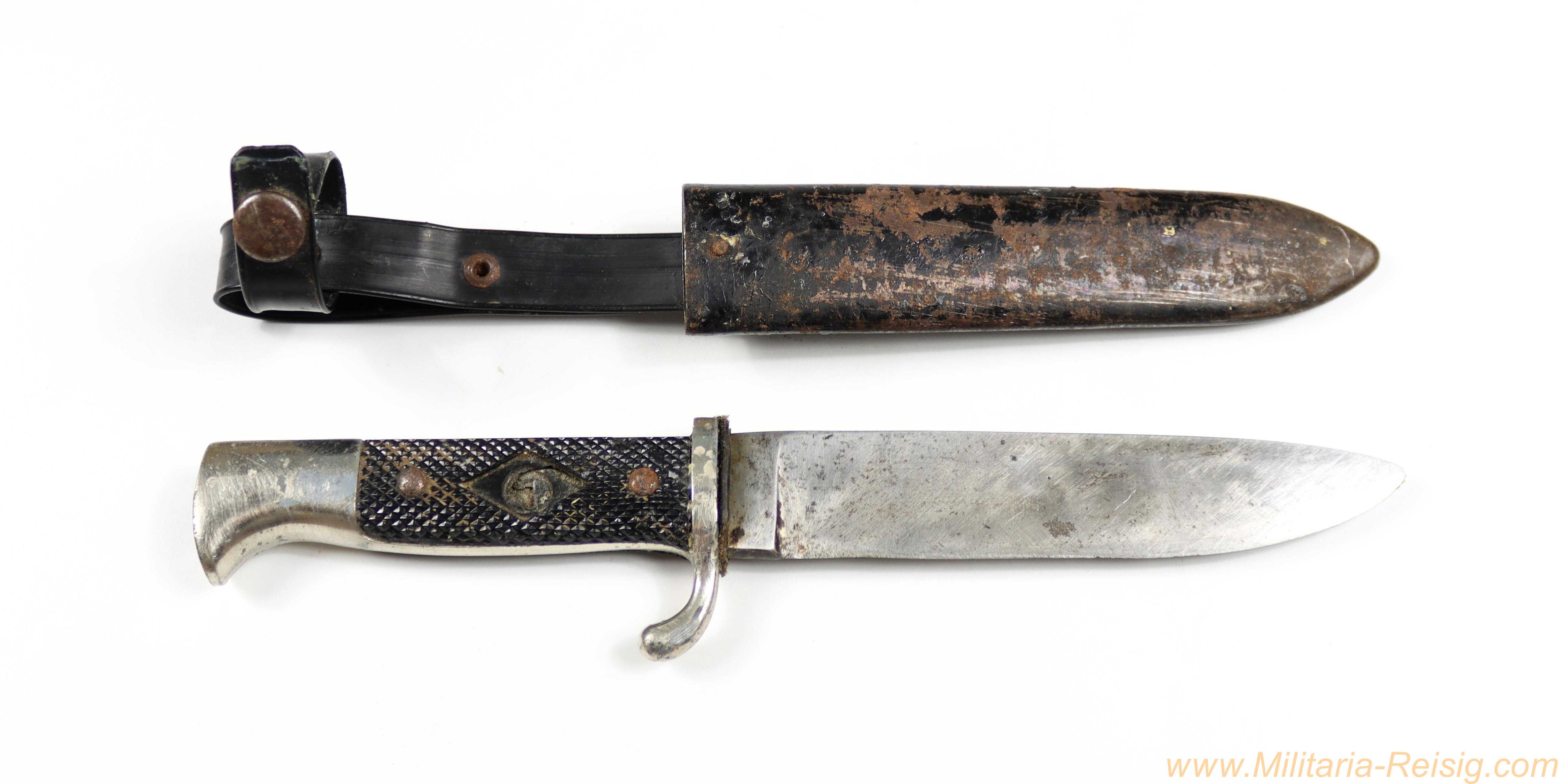 HJ-Fahrtenmesser – Hersteller "RZM M7/72" – seltene Tragevorrichtung aus Kunststoff