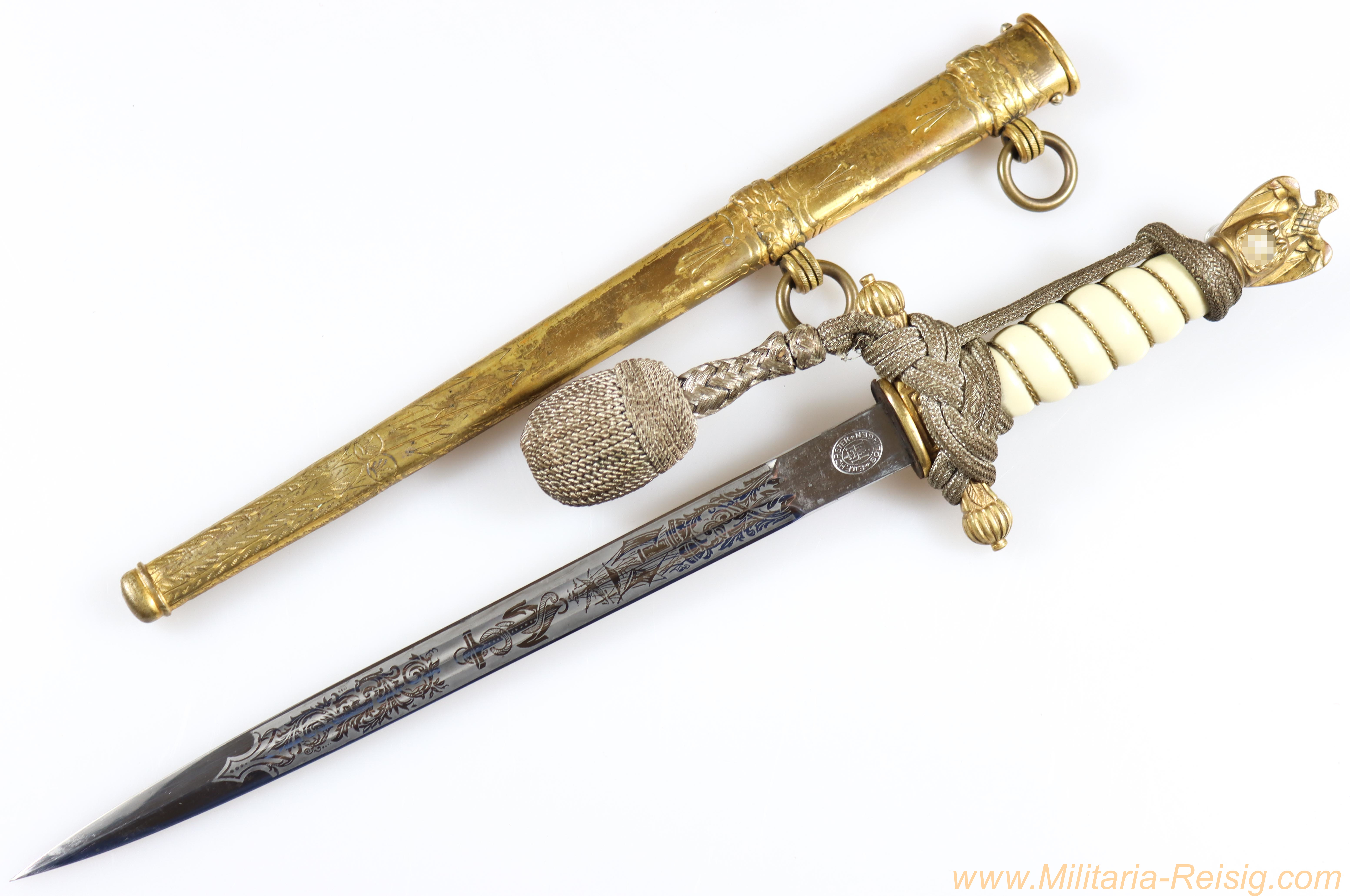 Kriegsmarine Offiziersdolch mit Portepee, Hersteller E. & F. Hörster, Solingen