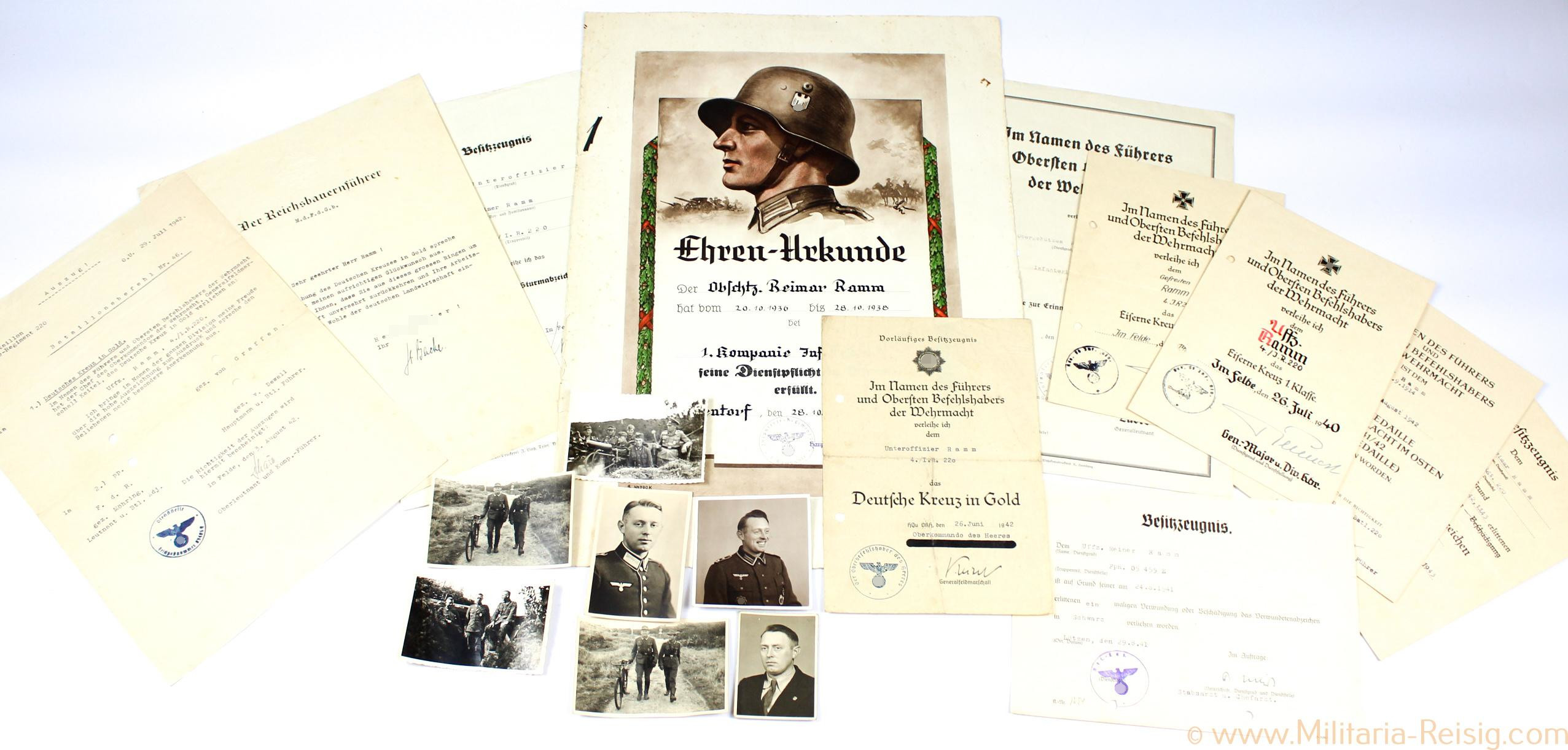 Urkunden & Dokumentennachlass Deutsches Kreuz in Gold