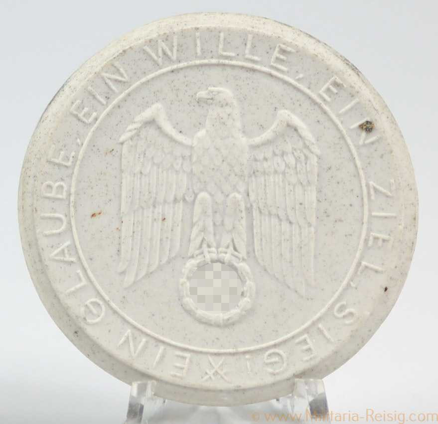 Porzellanplakette - "Ein Glaube, ein Wille, ein Ziel, Sieg!"