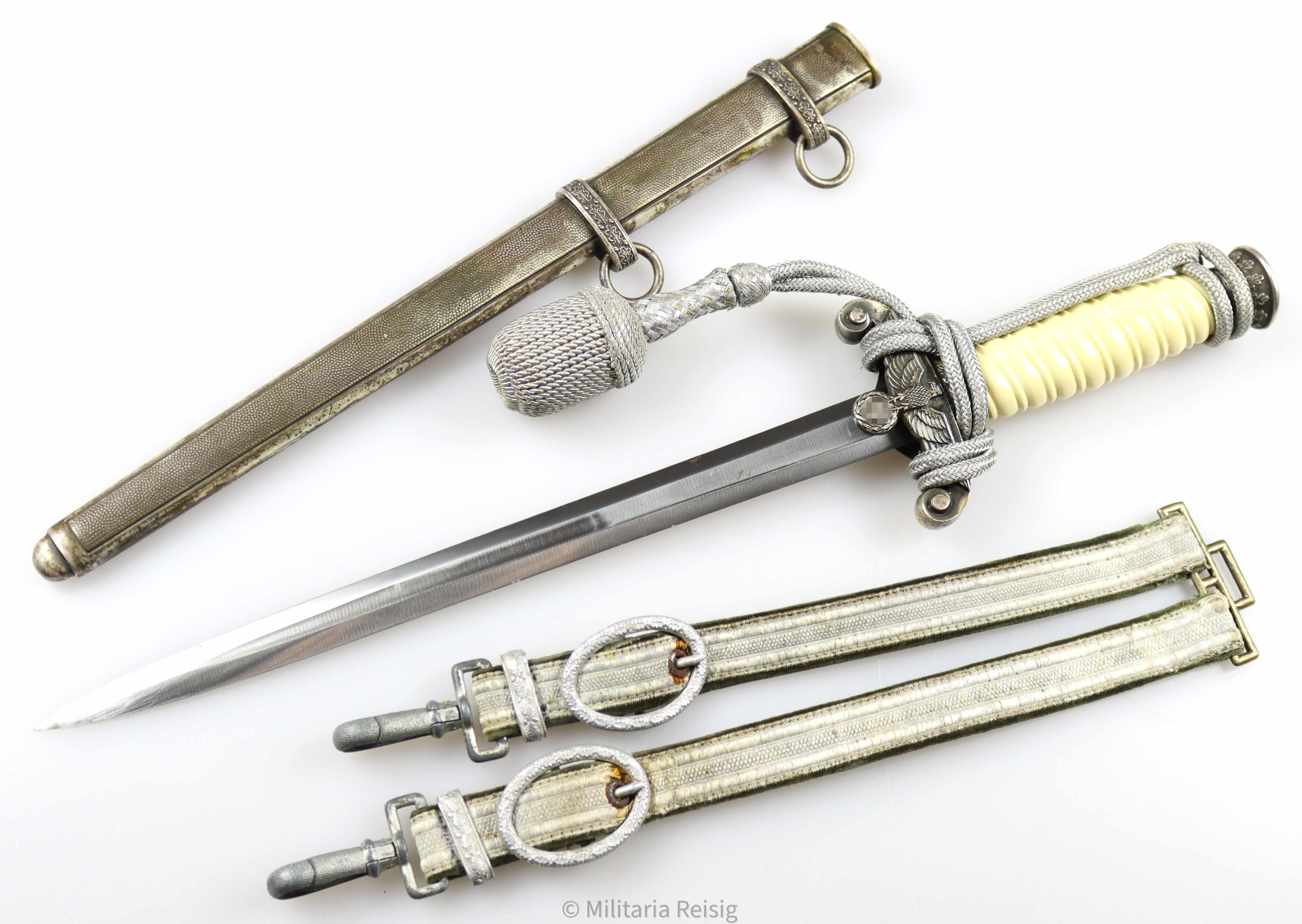 Heeres Offiziersdolch mit Gehänge u. Portepee, Hersteller F. W. Höller, Solingen