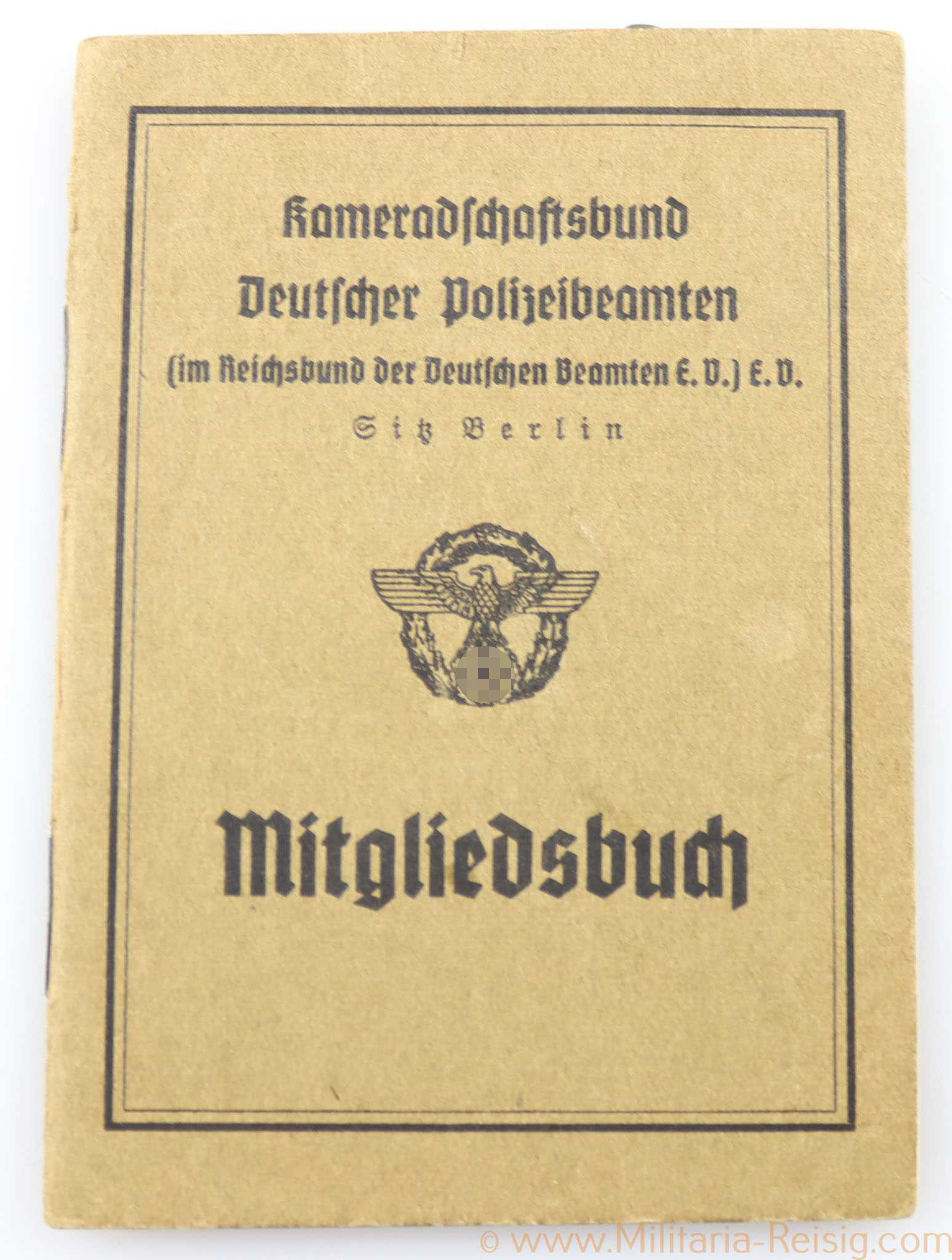 Mitgliedsbuch Kameradschaftsbund Deutscher Polizeibeamten