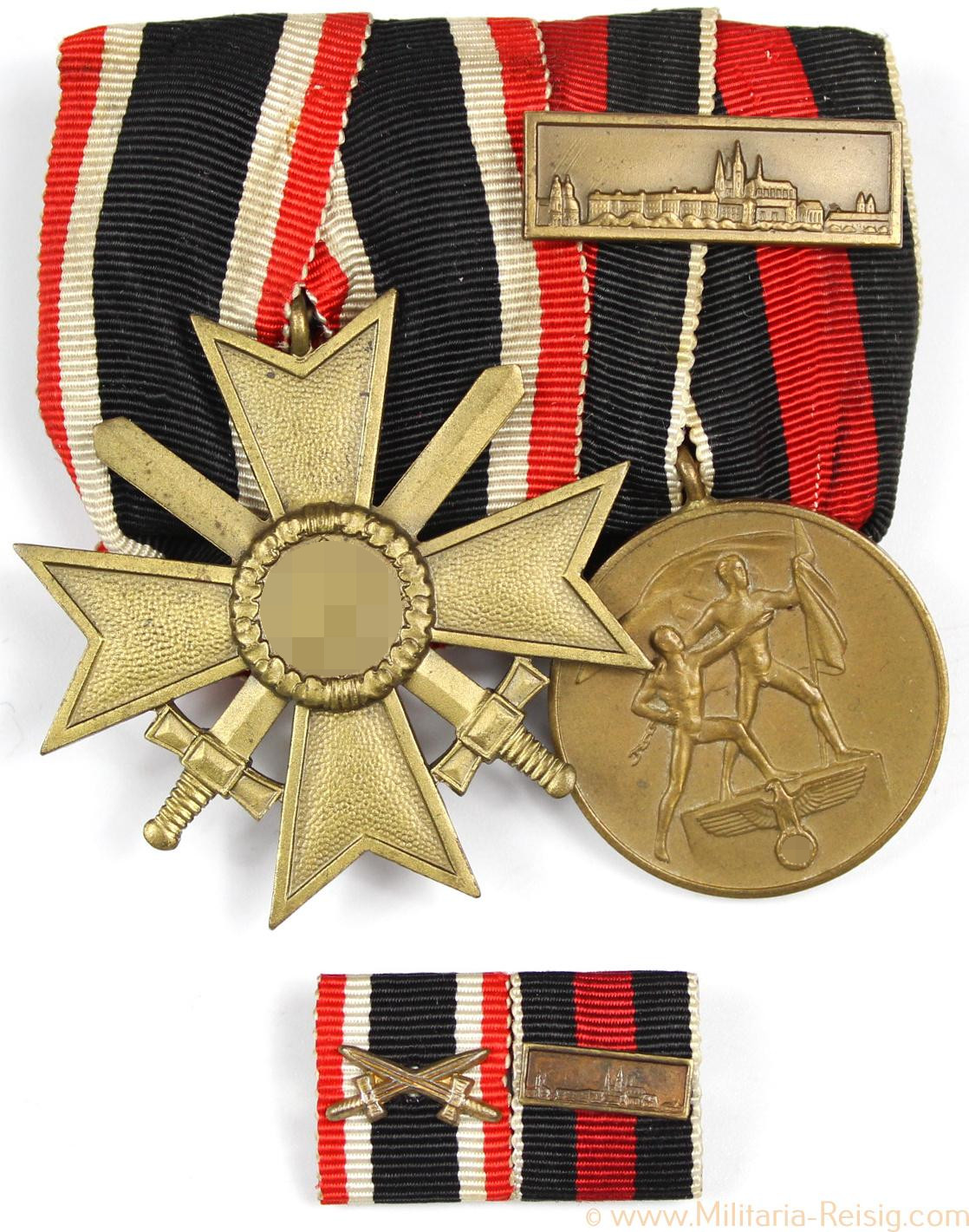 2er Ordensspange + Bandspange (KVK, Sudetenland mit Prager Burg ) 2. Weltkrieg