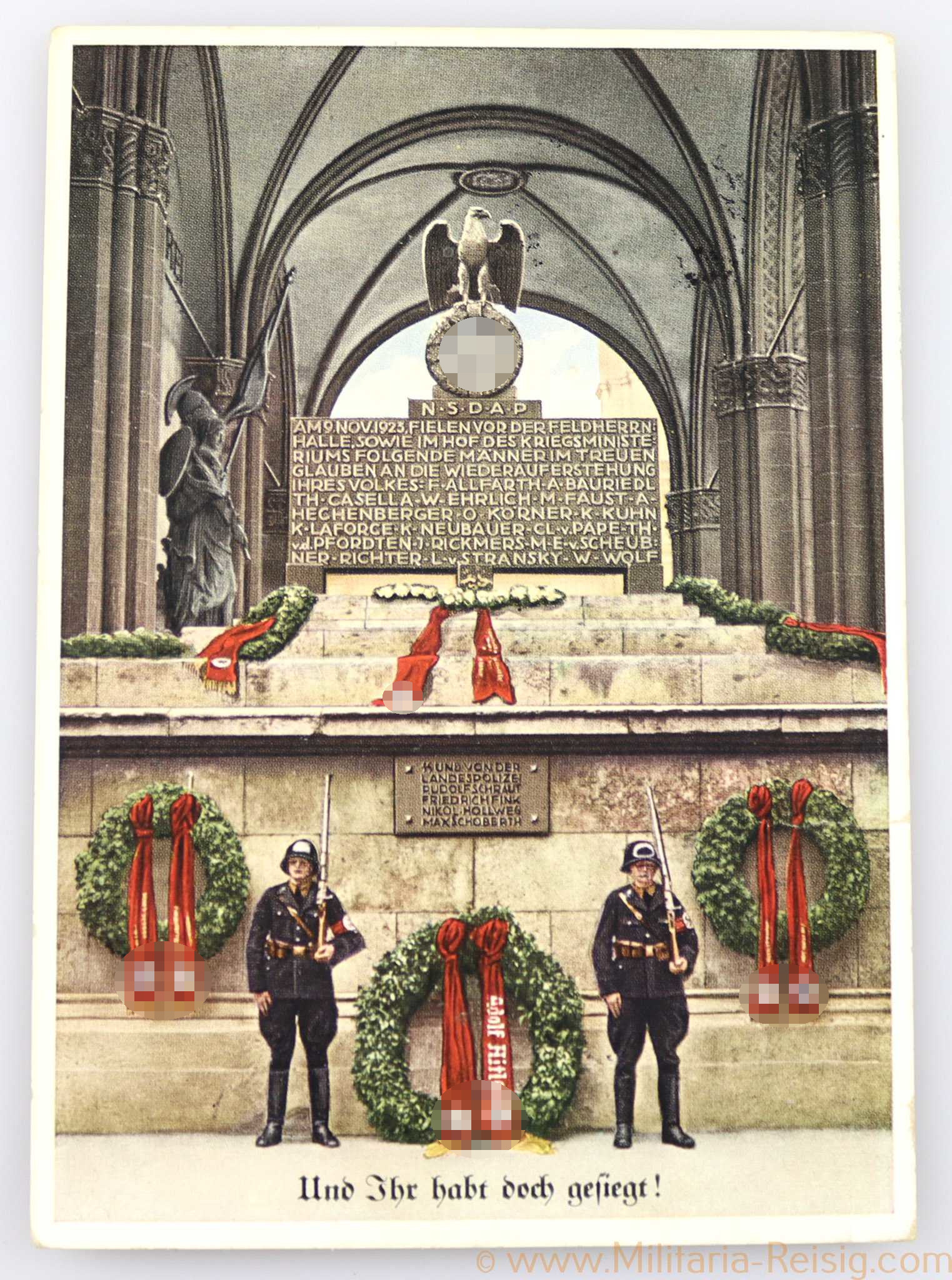 Propaganda-Postkarte "Mahnmal der Feldherrnhalle für die Gefallenen des 9 November 1923"