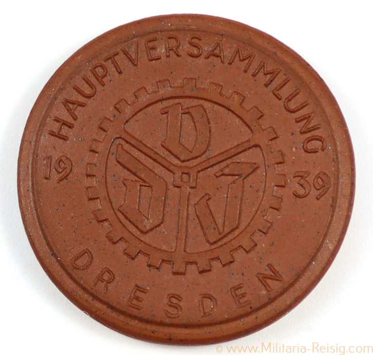Porzellanplakette Hauptversammlung 1939 DVJ Dresden