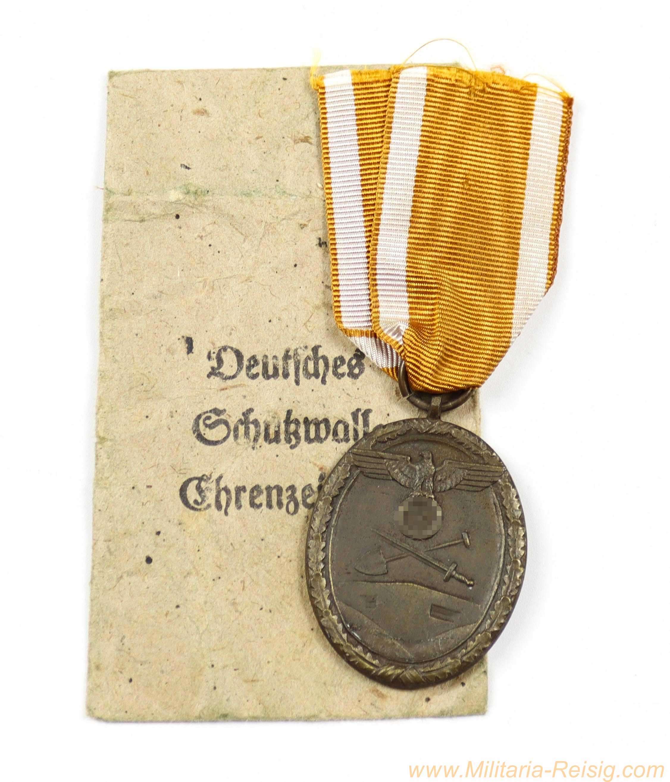 Schutzwall-Ehrenzeichen mit Verleihungstüte – Carl Poellath, Schrobenhausen