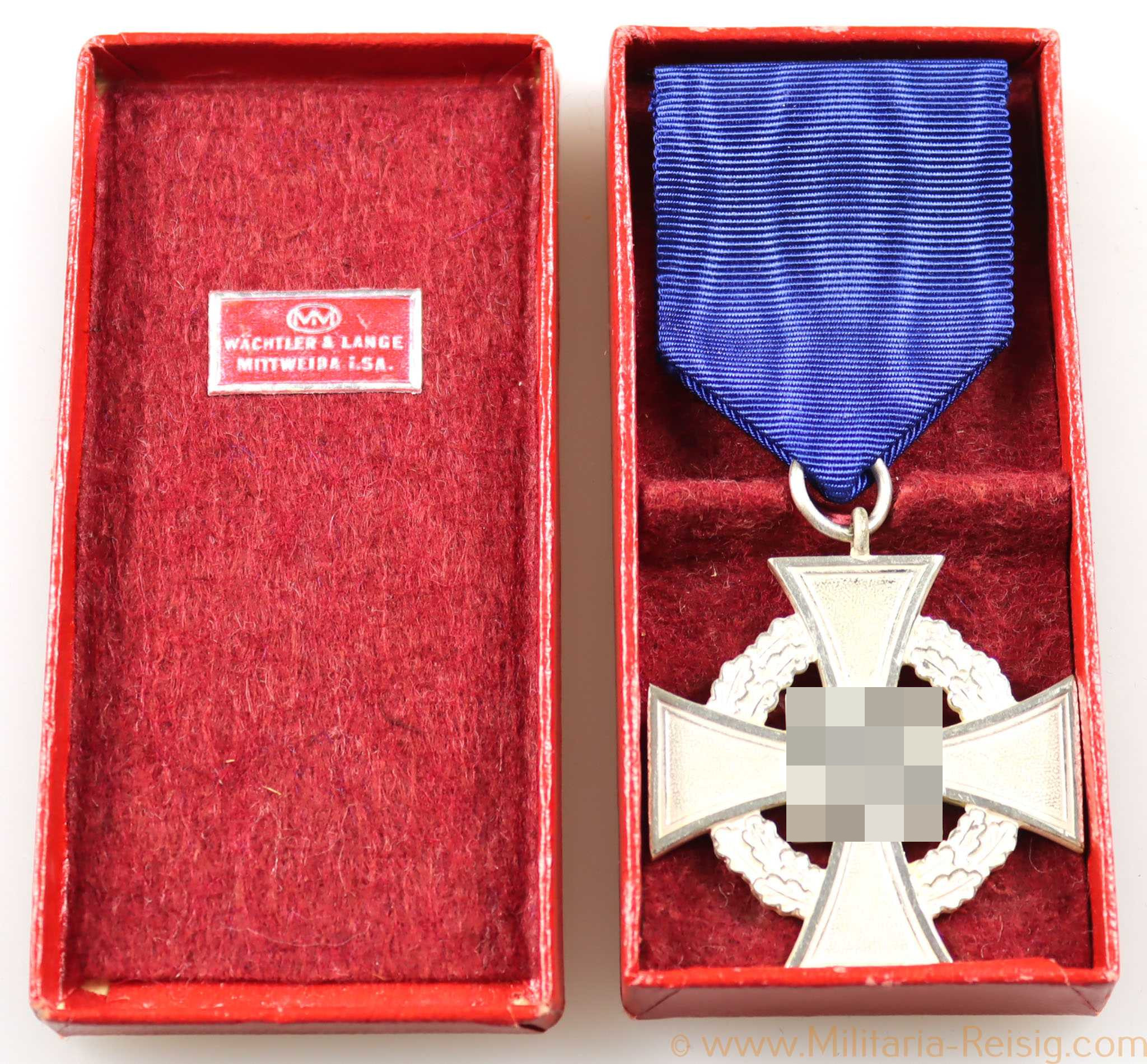 Treudienst-Ehrenzeichen 25 Jahre im Etui, Hersteller Rudolf Wächtler & Lange, Mittweida