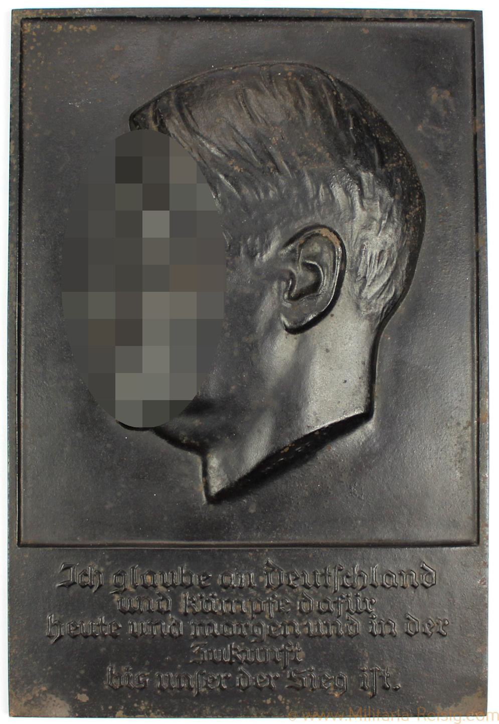 Plakette / Wandrelief "Adolf Hitler", Herst. W. Wolff 3