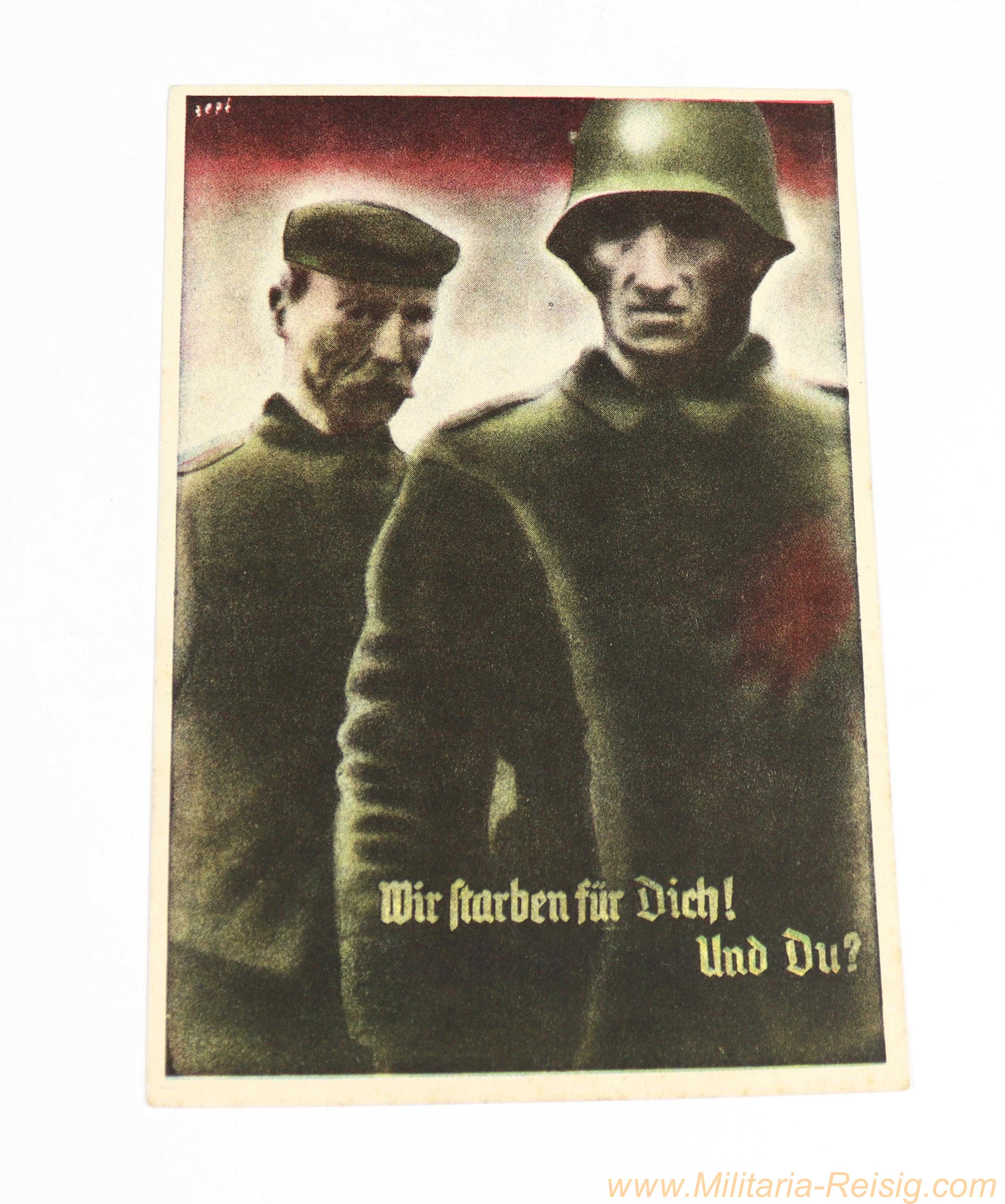 Propaganda-Postkarte "Wir starben für Dich! Und Du?" (III. Reich)