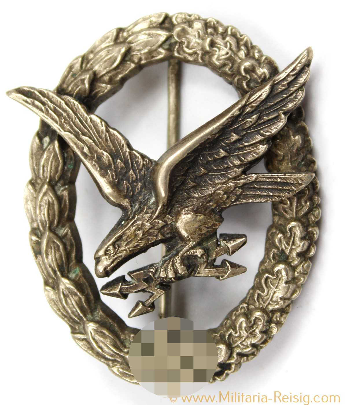 Fliegerschützenabzeichen mit Blitzbündel, Herst. C. E. Juncker, Berlin