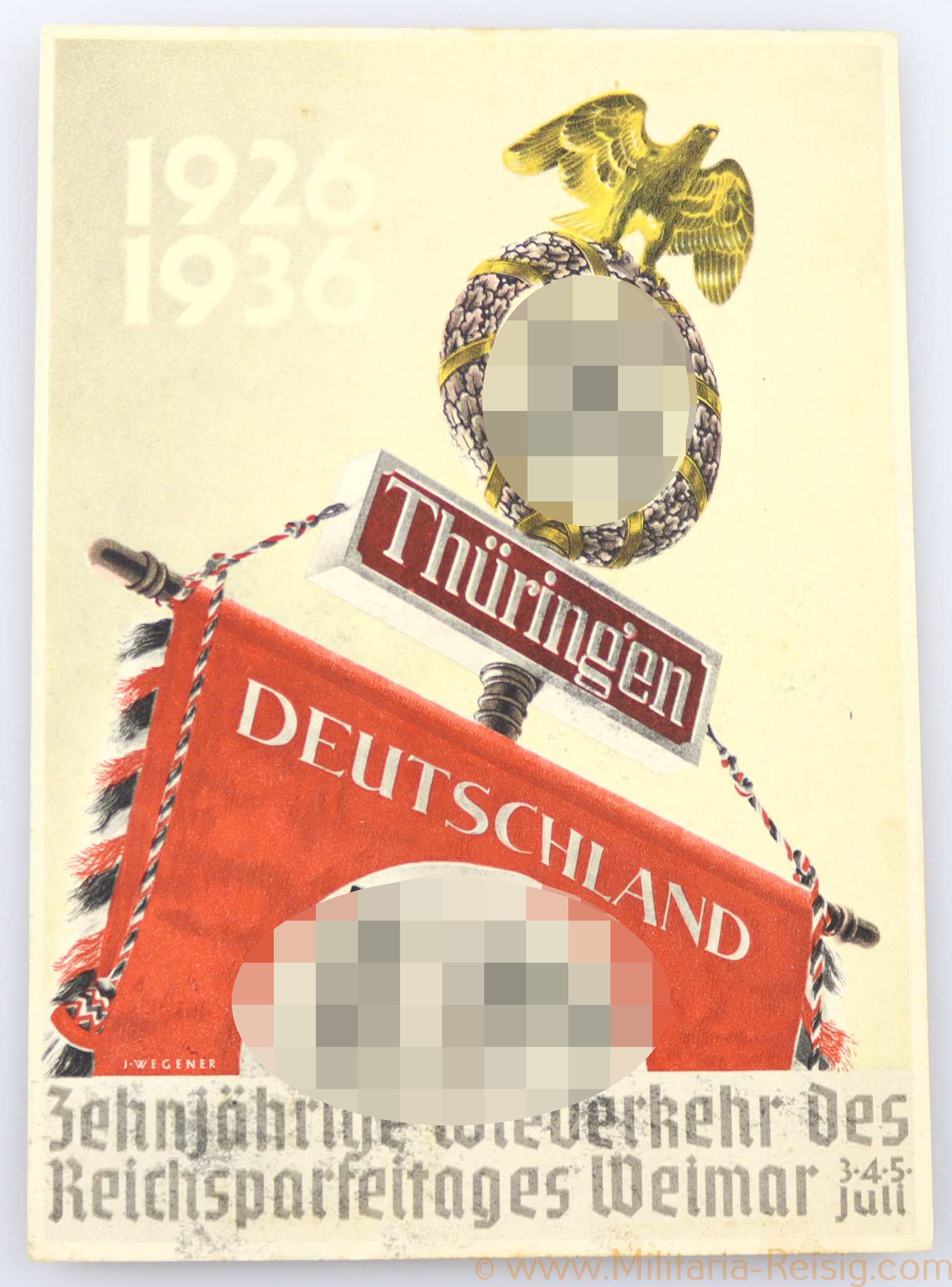 Propaganda-Postkarte "Zehnjährige Wiederkehr des Reichsparteitages Weimar 1936"