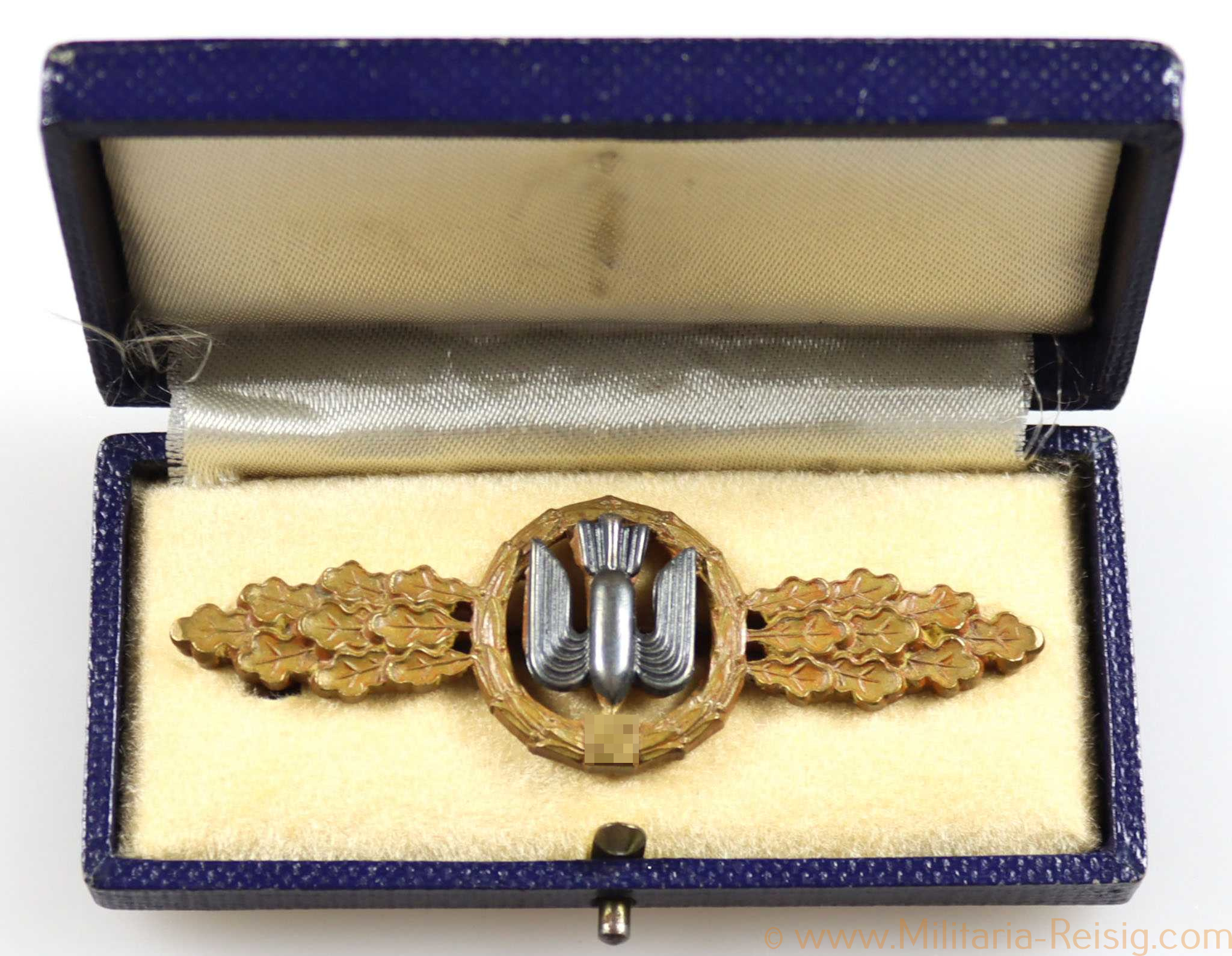 Frontflugspange für Kampfflieger in Bronze im Etui, Hersteller C.E. Juncker, Berlin