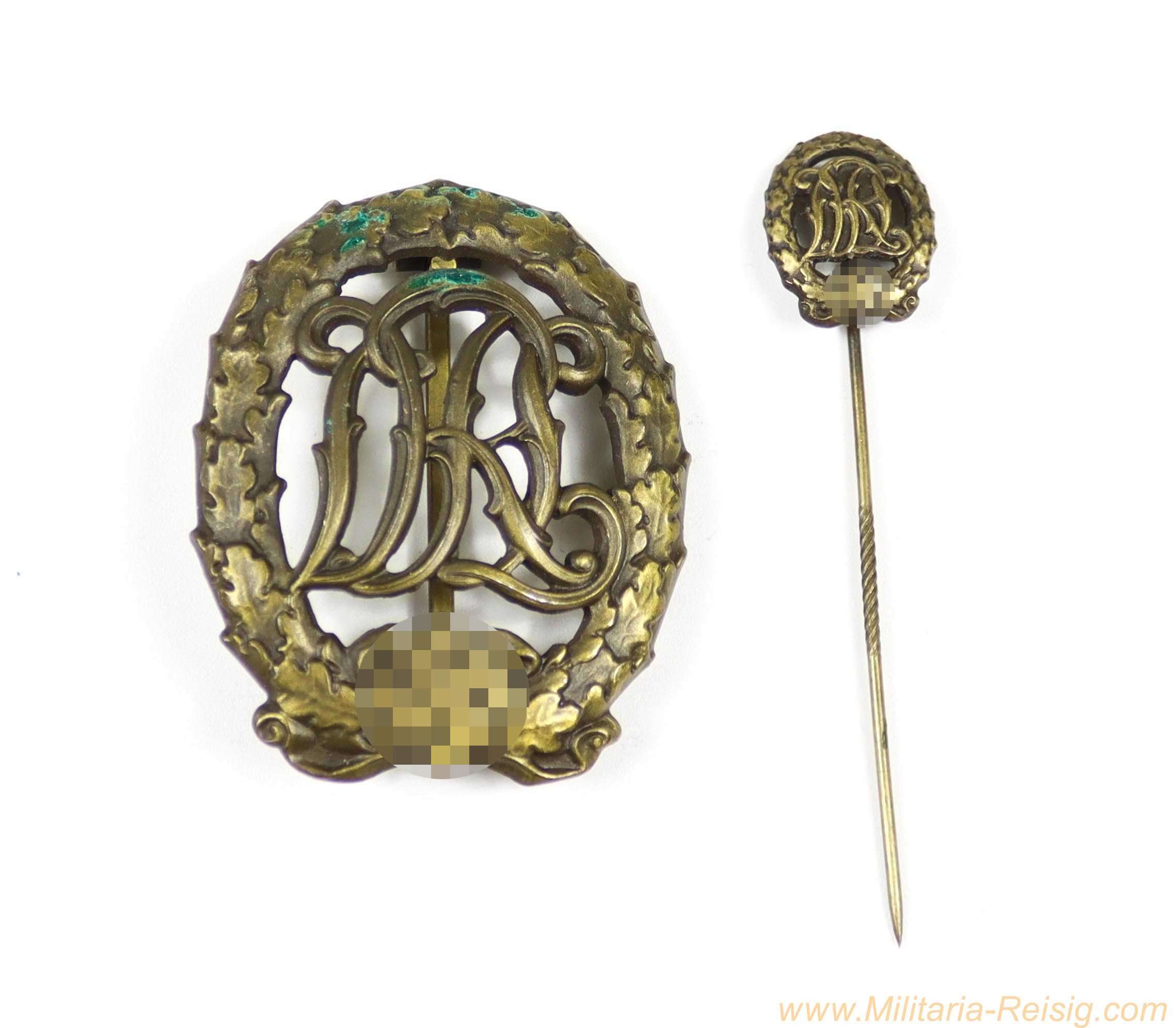 DRL Deutsches Reichssportabzeichen in Bronze – H. Wernstein, Jena-Löbstedt – mit Miniatur-Anstecknadel