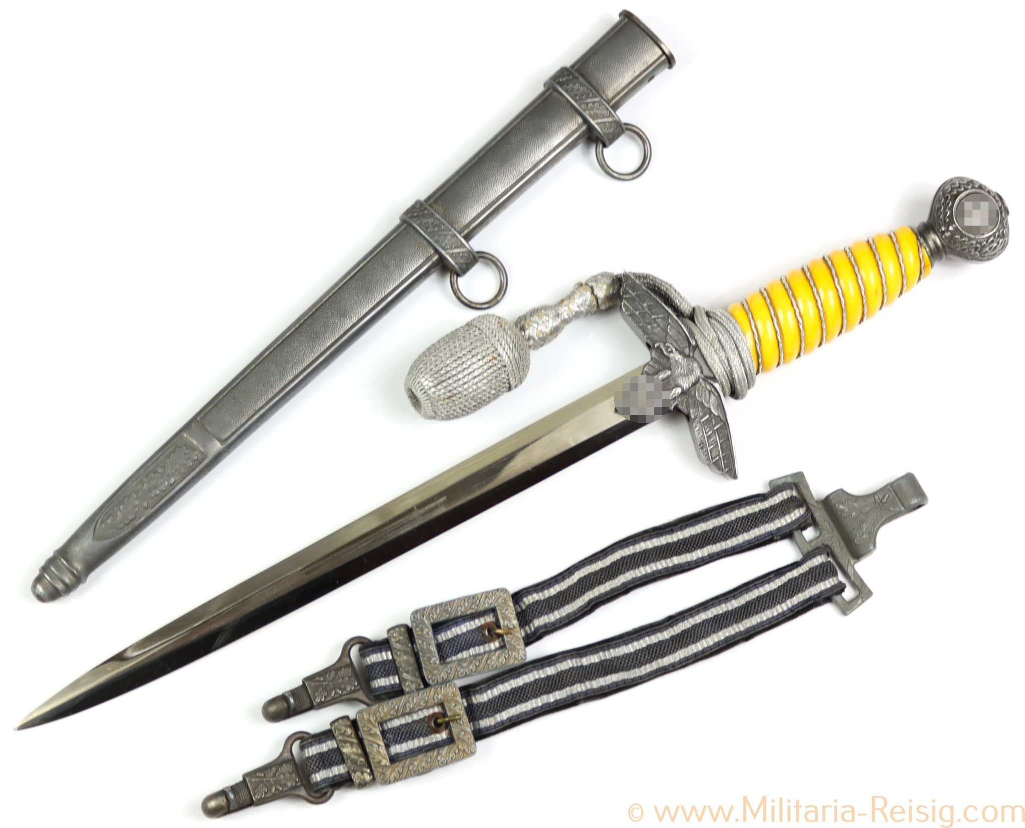 Luftwaffen Offiziersdolch, Hersteller Robert Klaas, Solingen mit Gehänge und Portepee