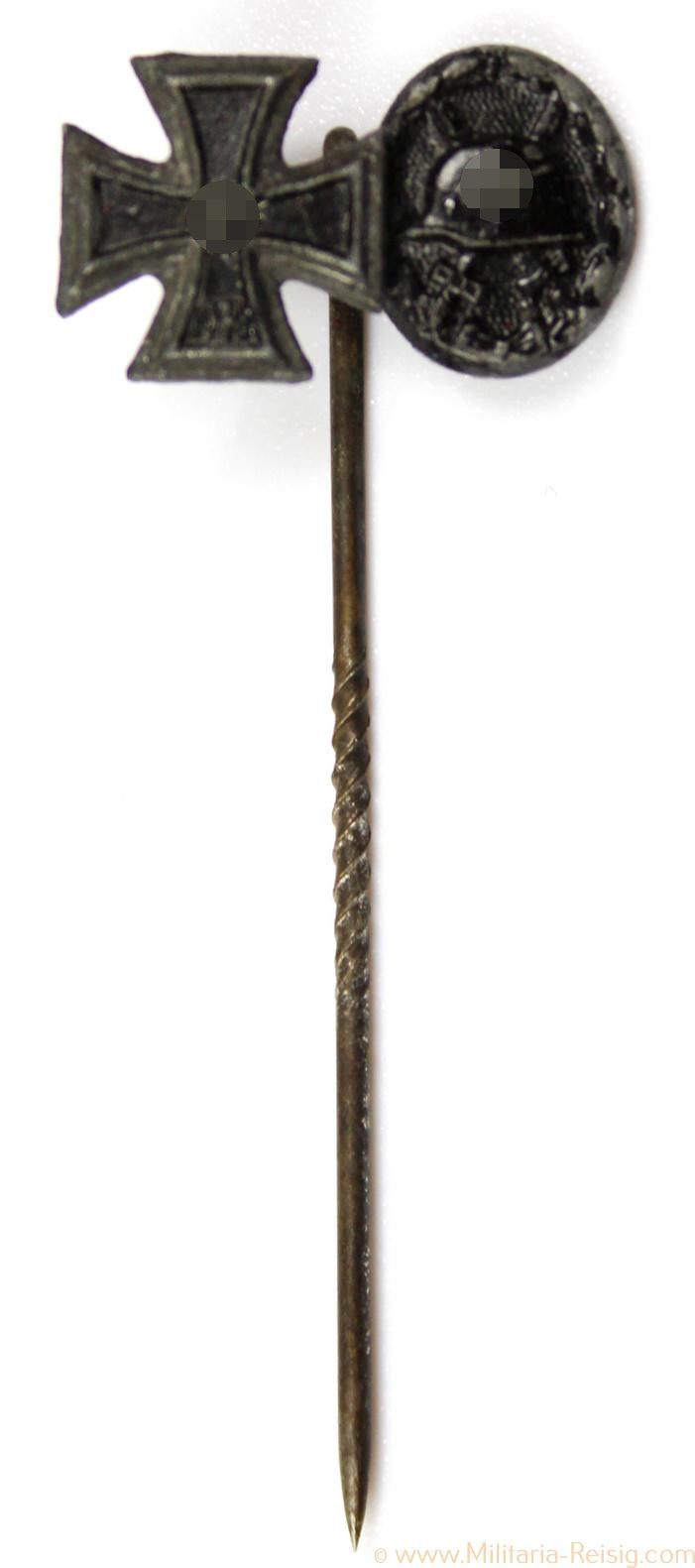 Miniaturnadel Eisernes Kreuz 2.Klasse 1939 und Verwundetenabzeichen 1939