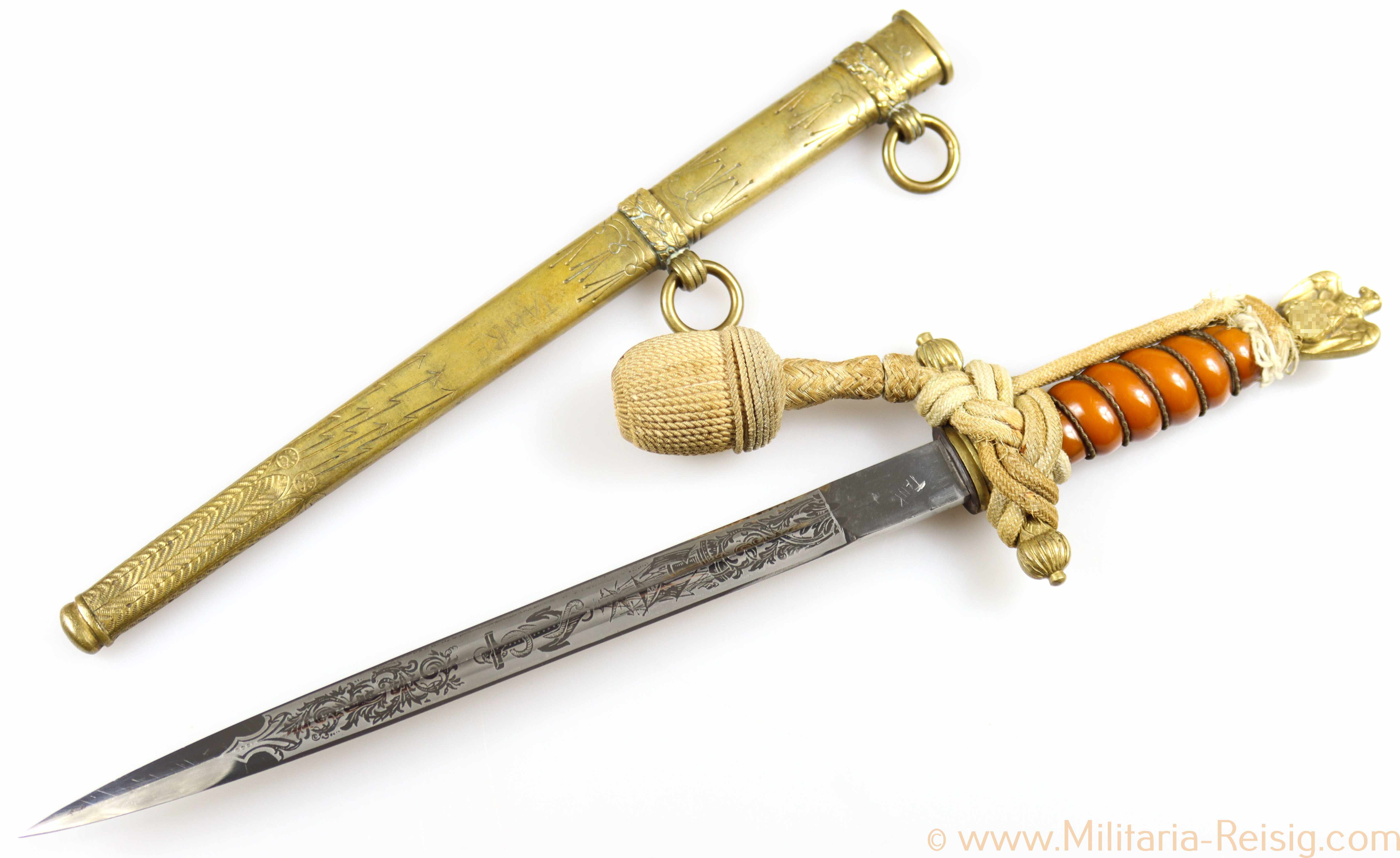 Kriegsmarine Offiziersdolch mit Portepee, Hersteller F. W. Höller, Solingen