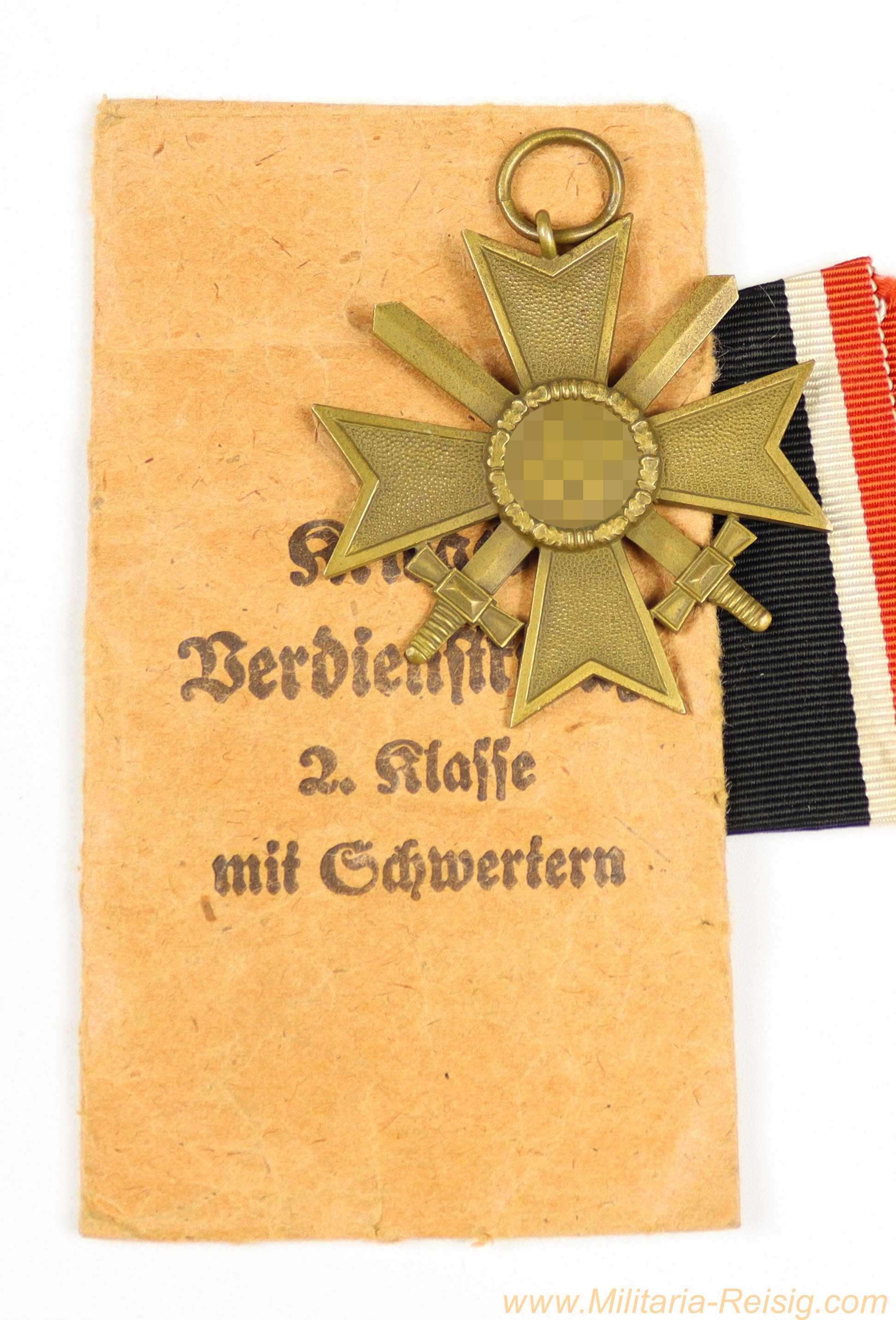 Kriegsverdienstkreuz mit Schwertern 2. Klasse 1939 mit Verleihungstüte - Klein & Quenzer, Oberstein 