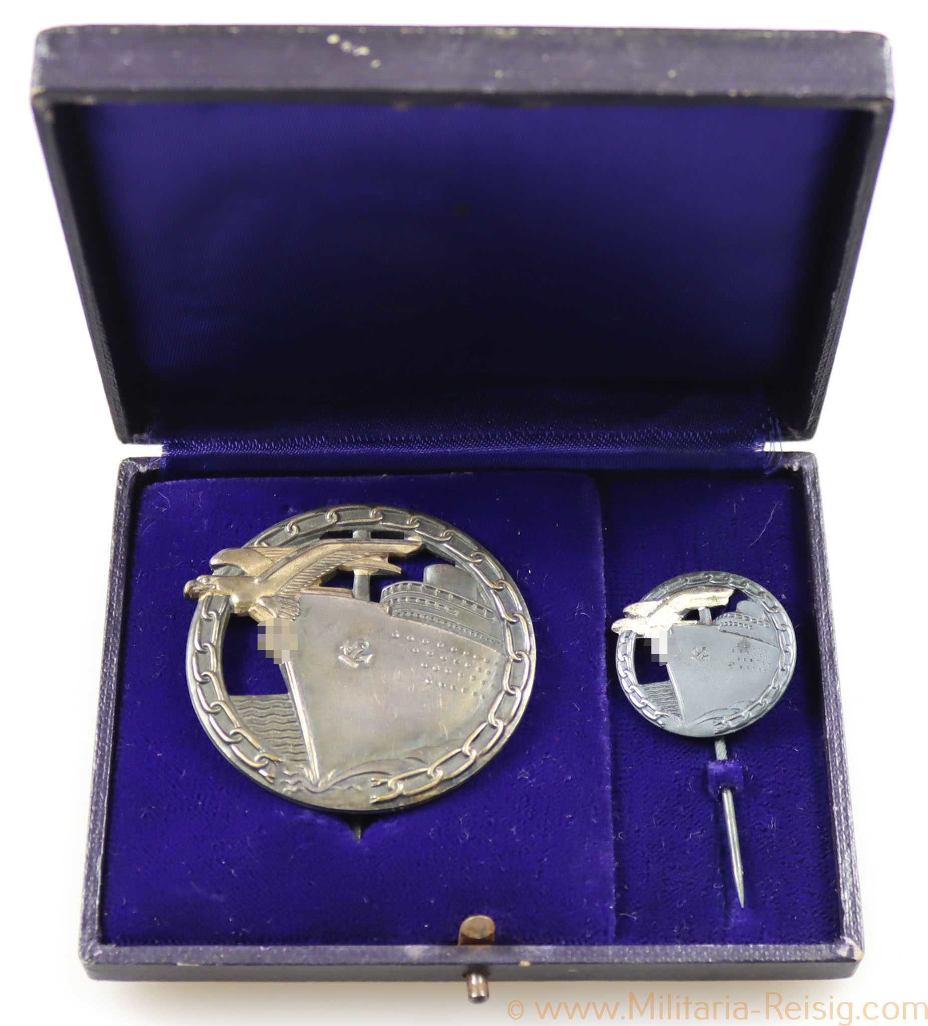 Blockadebrecherabzeichen mit Halbminiatur im Doppeletui