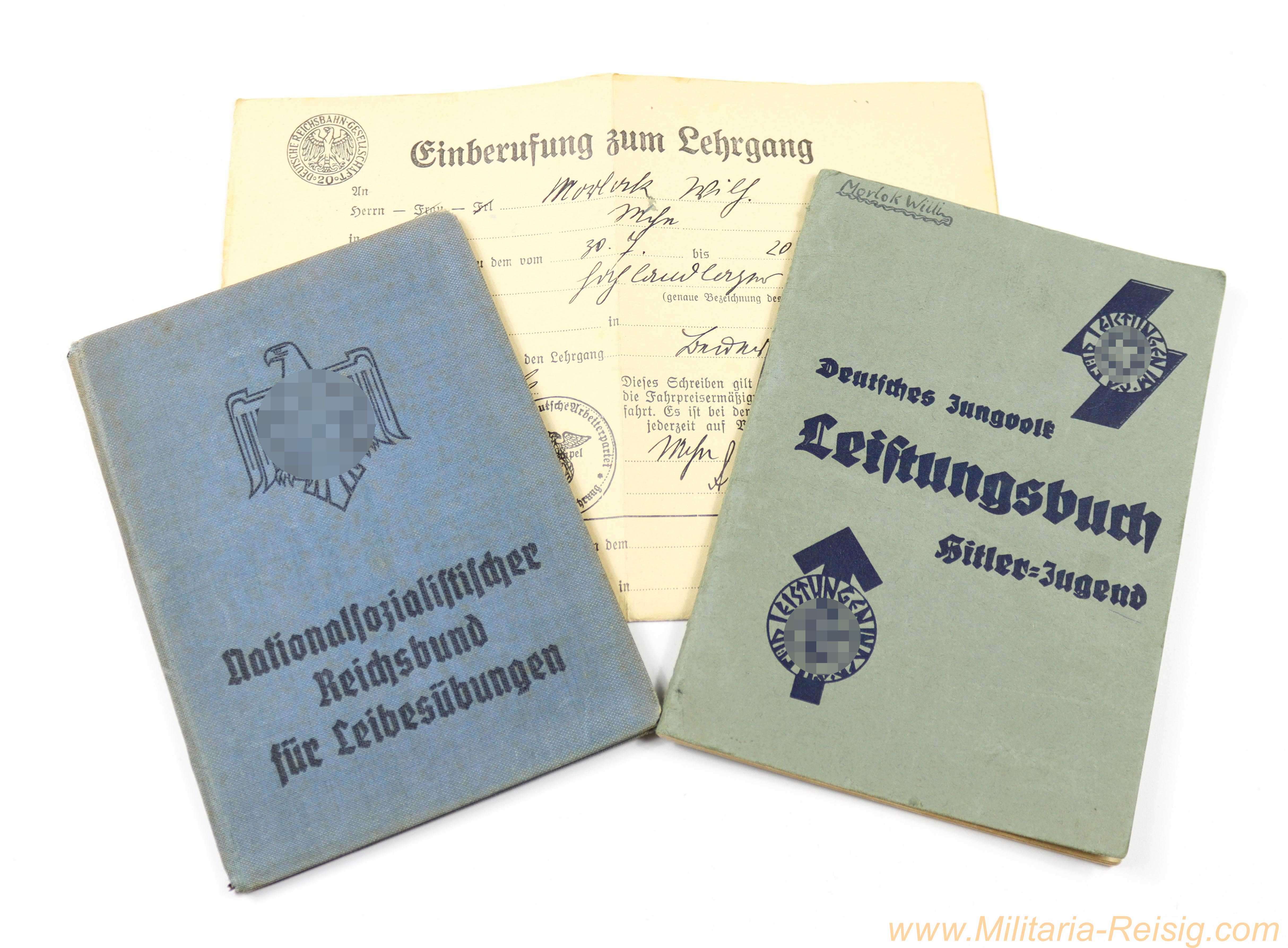 Kleiner Dokumentennachlass Hitler-Jugend / DJ und NSRL mit Reichsbahn-Unterlagen