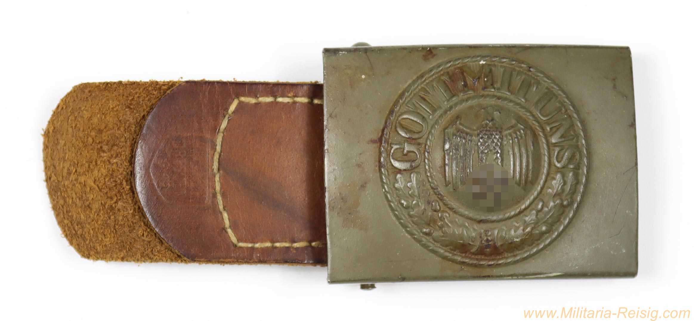 Wehrmacht Koppelschloss mit Lederzunge - Hermann Aurich, Dresden (1942)