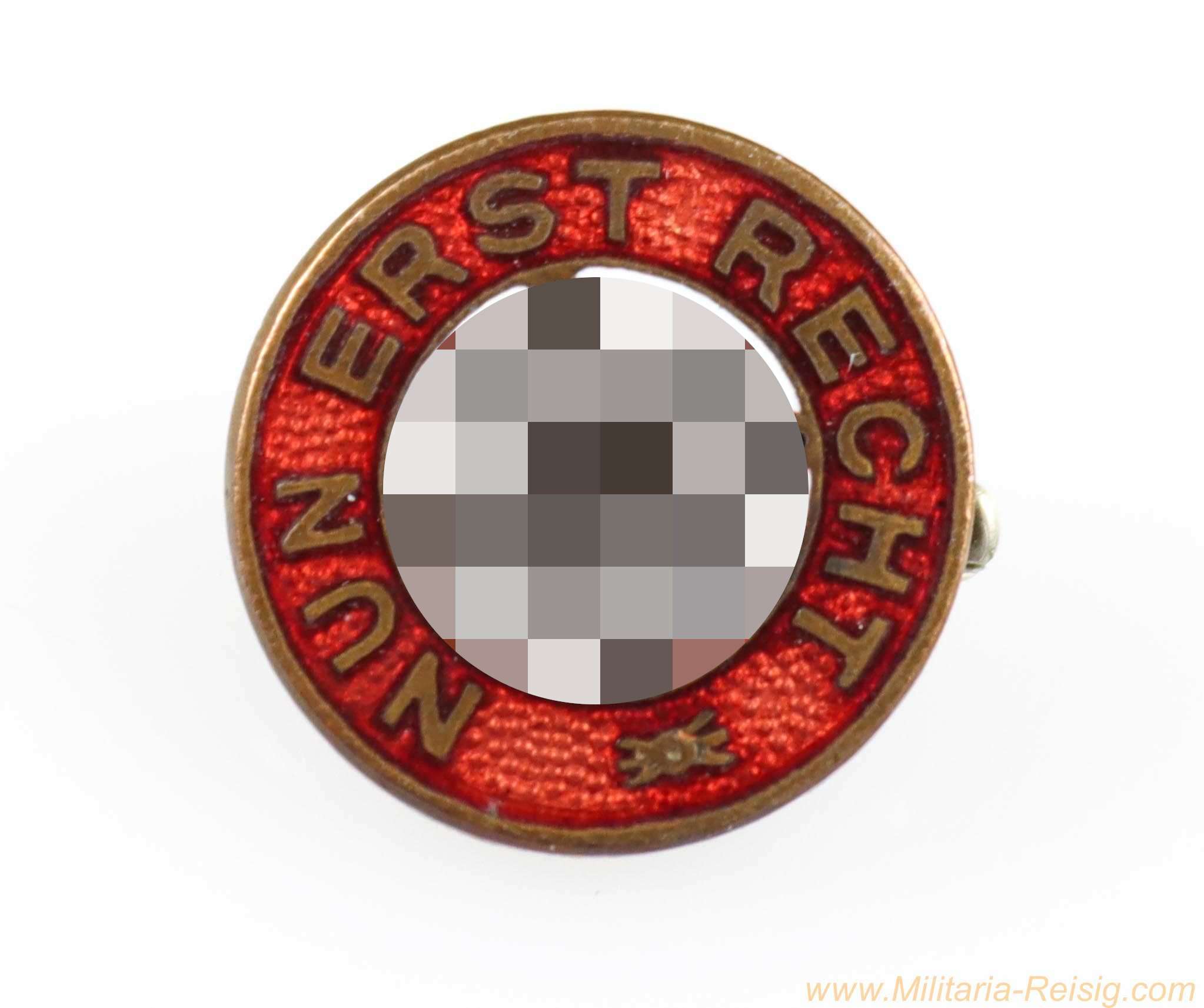 NSDAP Sympathie-Abzeichen "Nun erst Recht", Hersteller F. Hoffstätter, Bonn, 17 mm