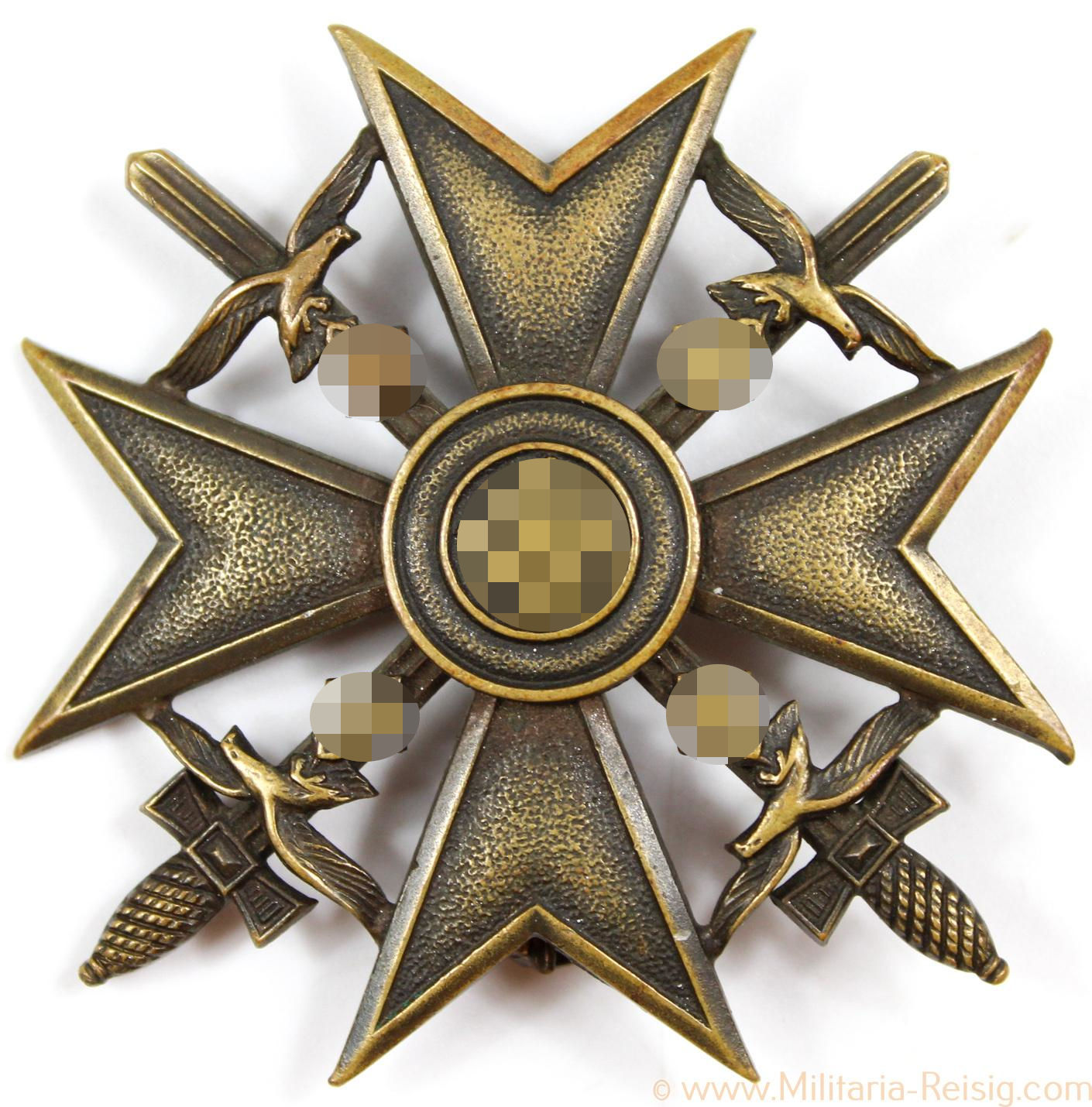 Spanienkreuz in Bronze mit Schwertern, Herst. Godet & Co., Berlin