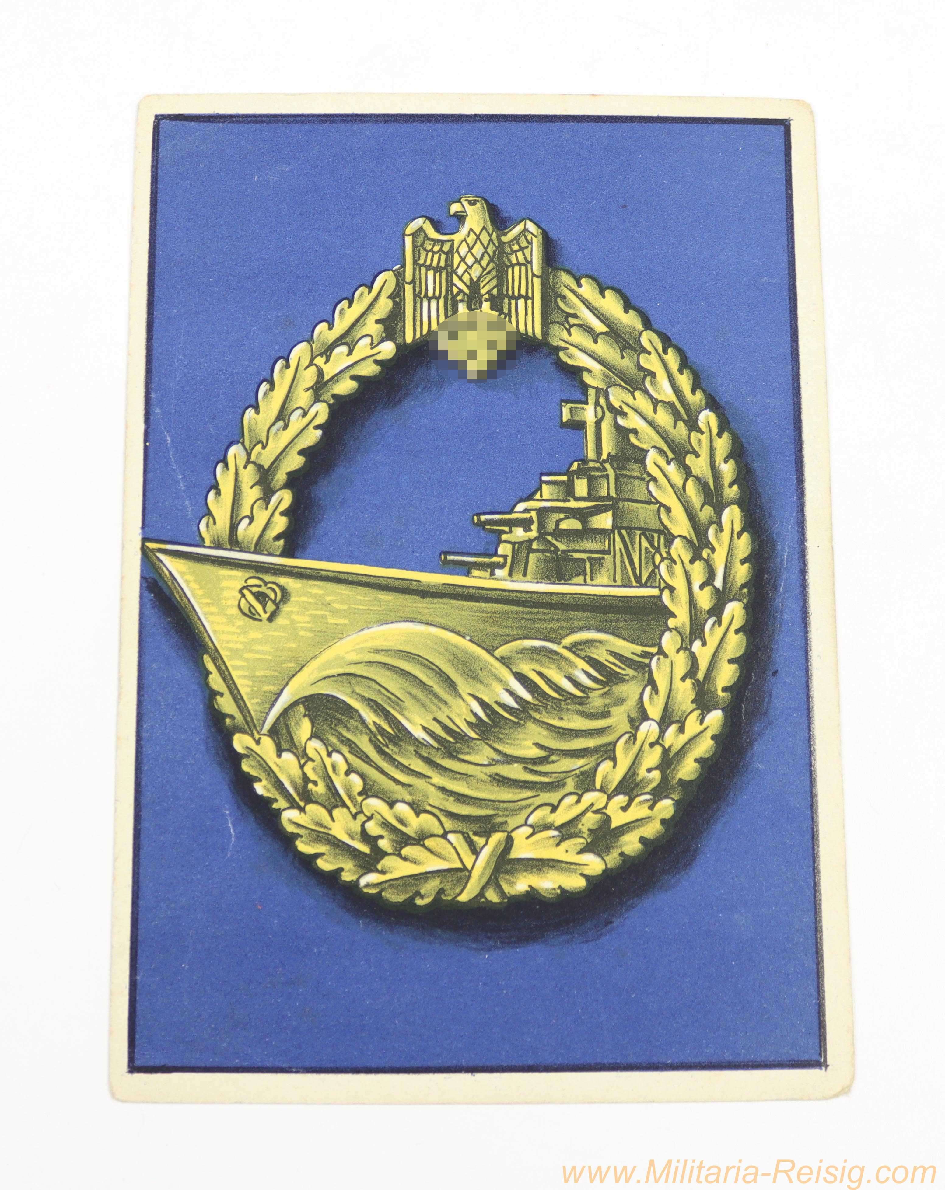 Postkarte "Symbole der Ehre – Zerstörer-Kriegsabzeichen" – 2. Kriegs-Winterhilfswerk 1941